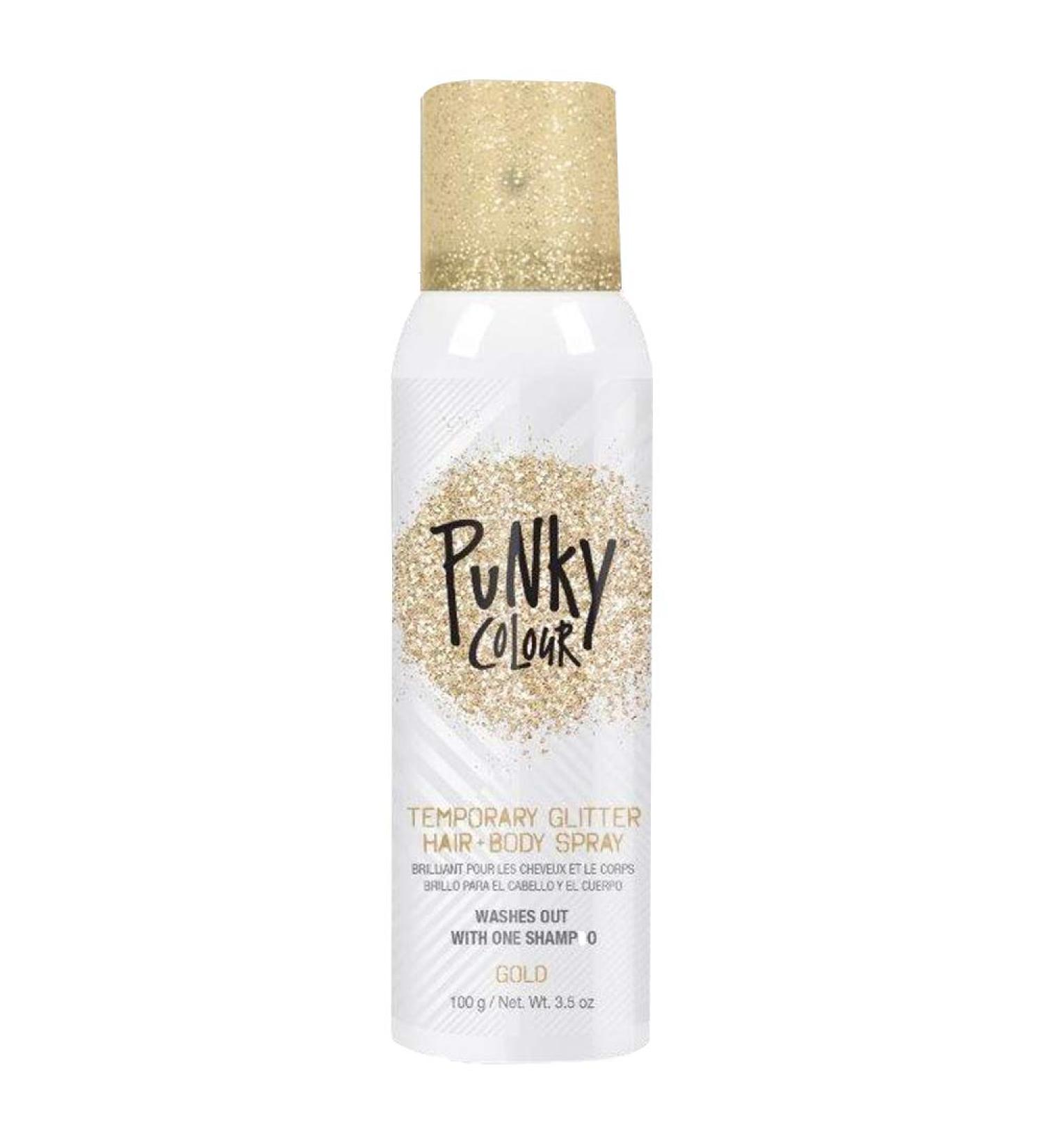 Punky Temporary Glitter Color Spray - Travel Size, Lightweight Formula for Hair, Skin, and Clothing - 3.5 oz (Gold) - Buy Online on GoSupps.com