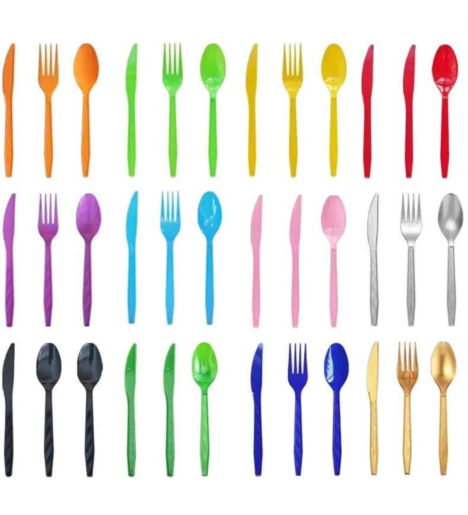 Disposable Forks Spoons Forks Thickened Plastic Petit Fours Desserts ice Cream Spoons Fruit Salad Forks Printed road spoon Black