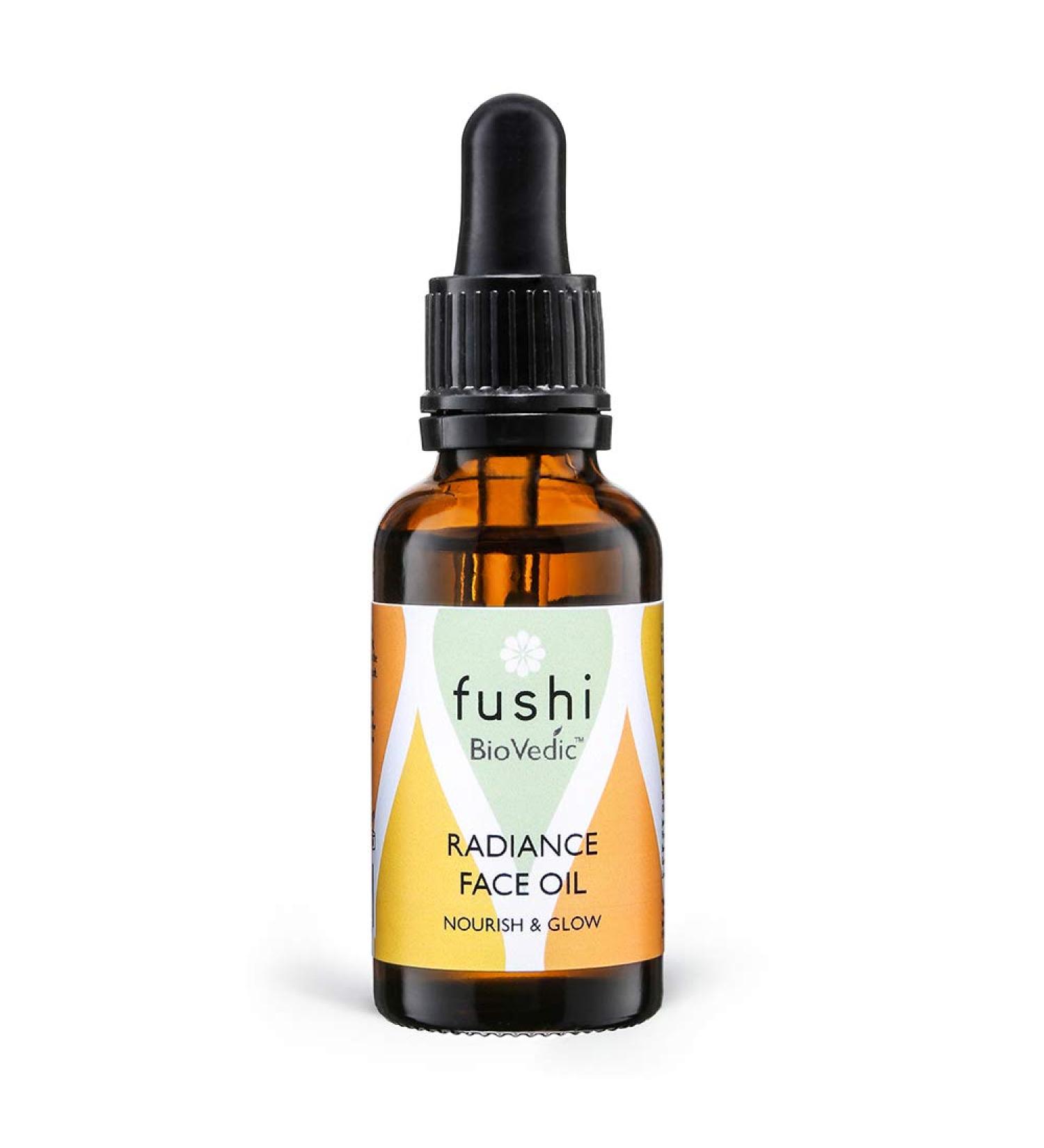 Fushi Biovedic Radiance Face Oil 30ml | Fresh Pressed | Ayurvedic Herb Manjisthta Kalahari Melon Seed & Raspberry Seed | Best for Dull Skin Fine Lines & Dry Skin Relief | Manufactured in The UK - Buy Online on GoSupps.com