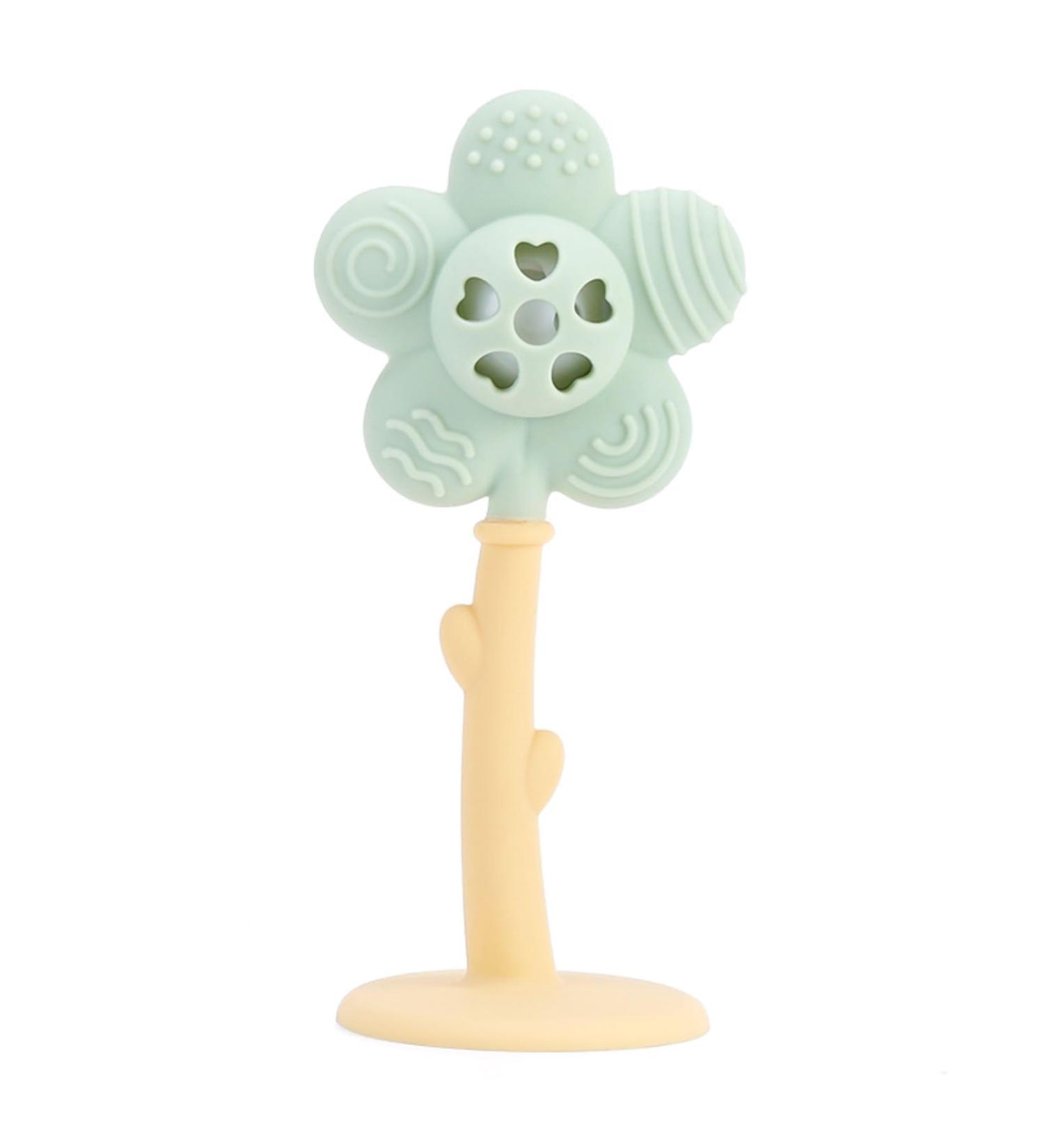 KIAANS Baby Teething Toys | BPA Free Silicone Flower Teether Rattle | Mint Sensory Teether for Babies - Safe & Soft - Buy Online on GoSupps.com