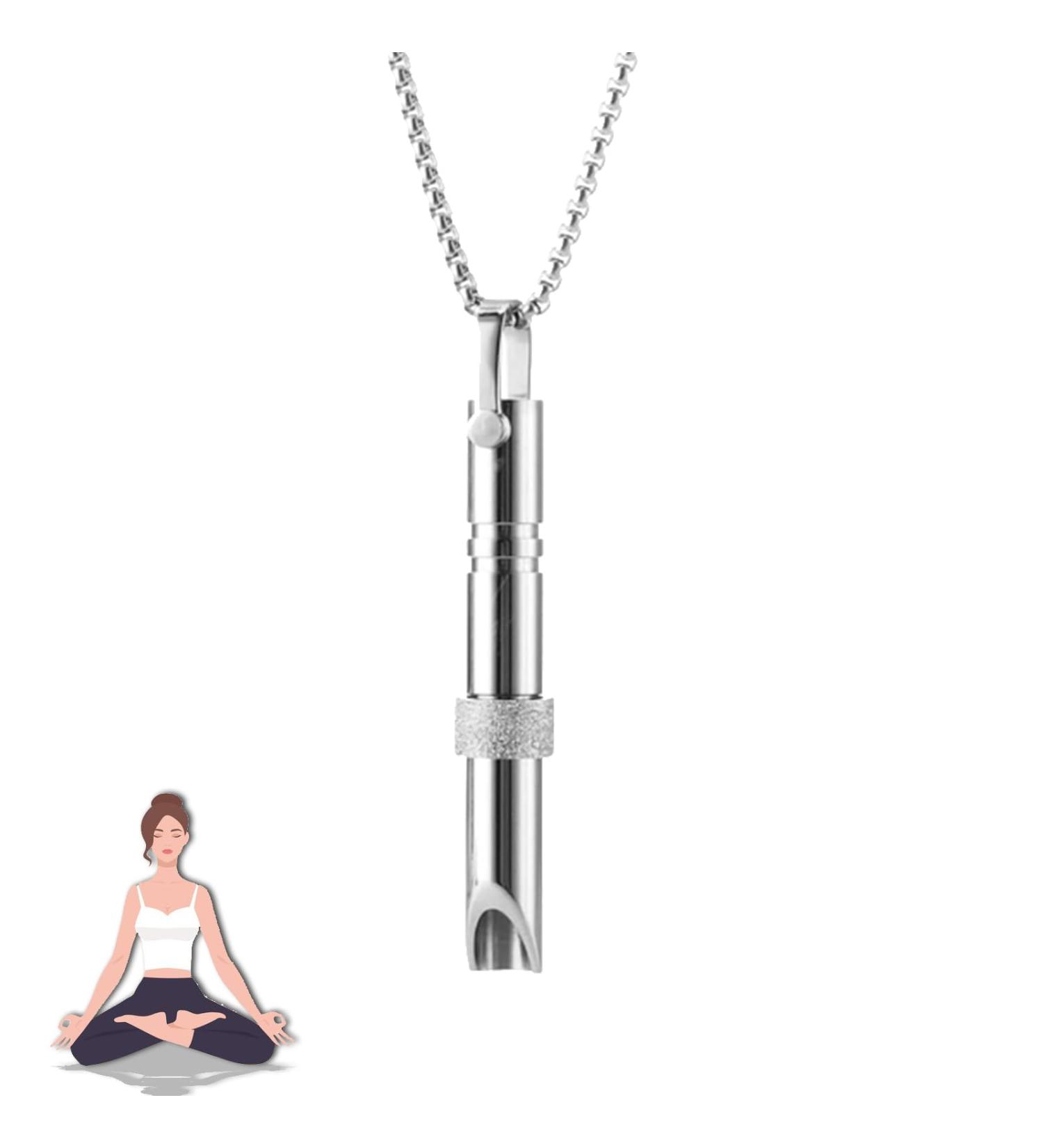 Anxiety Relief Necklace Anapana Breathing Necklace Calm Carry for Anxiety-Portable Stainless Steel Whistle Anxiety Necklace for Breathing Exercises Meditation Anxiety Gifts for Women (Silver) - Buy Online on GoSupps.com
