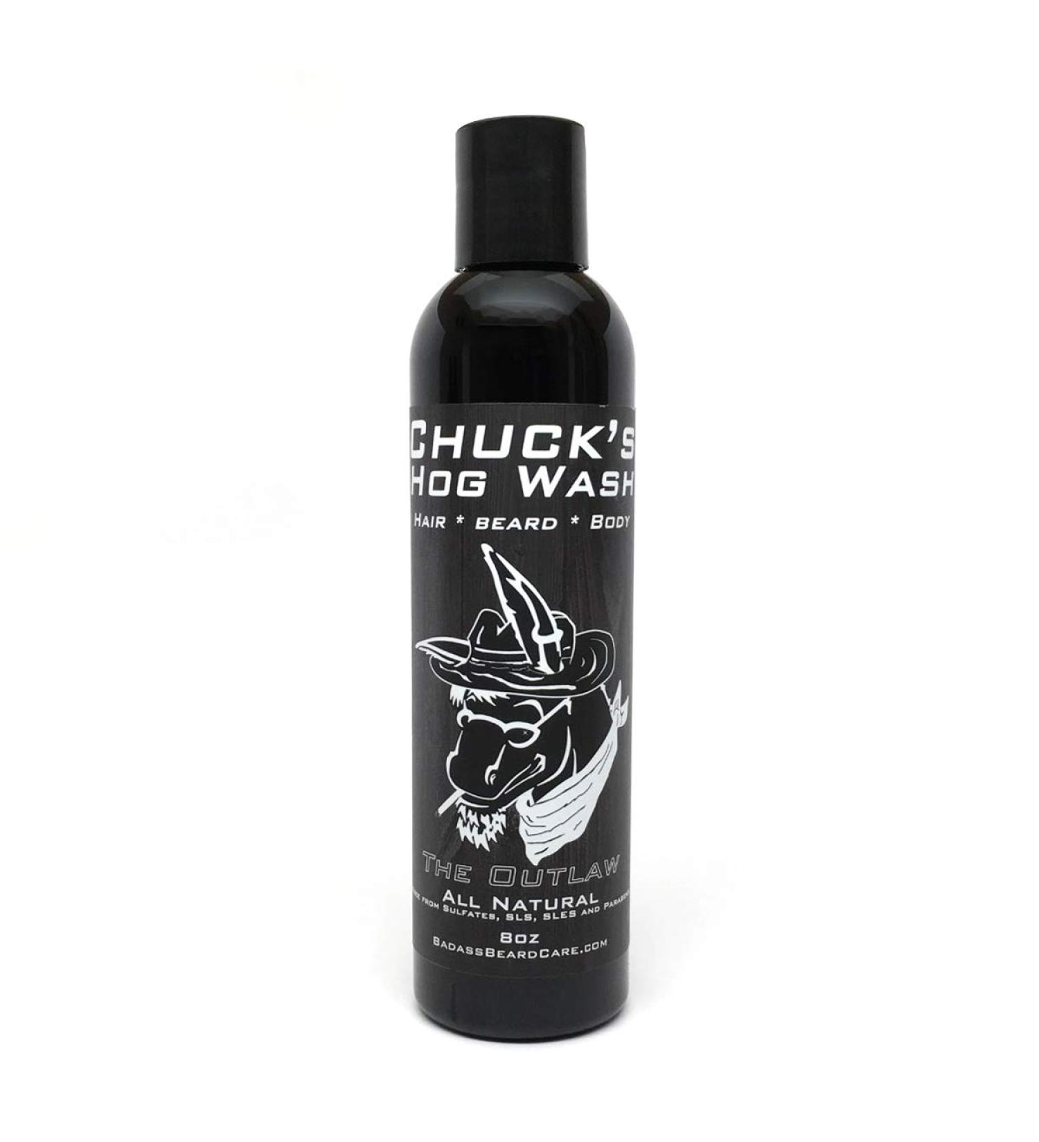 Chuck's Hog Wash - All Natural Beard and Body Wash - The Outlaw Scent  8 oz - Leaves Your Beard Softer Than its Ever Been and is Suitable for Daily Use The Outlaw 8 Ounce