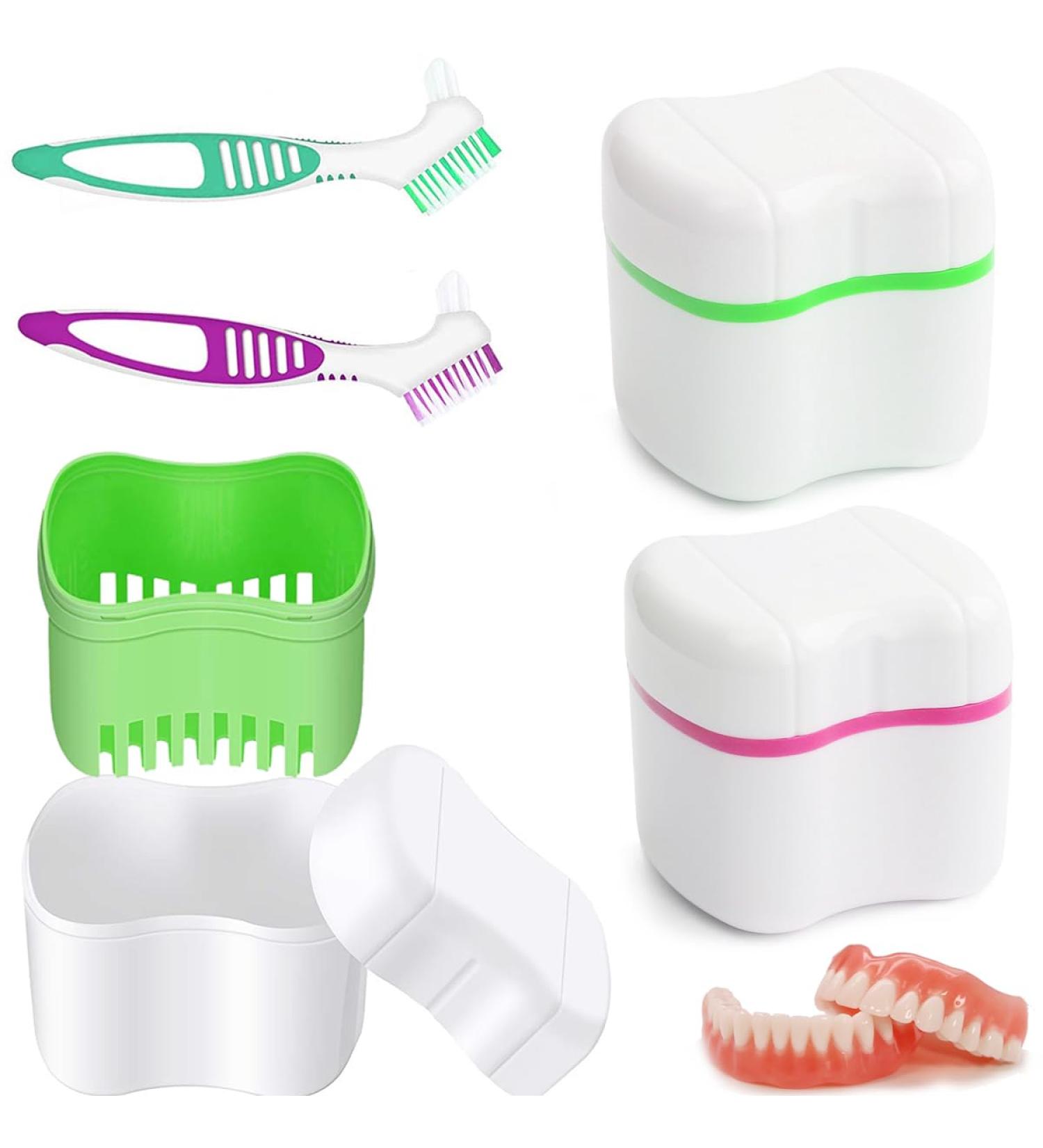 Buy Hongecb 2 Braces & Prosthesis Cleaning Brushes - Double-Headed Storage Box & Soaking Cups for Optimal Denture Care | International Shipping Available - Buy Online on GoSupps.com