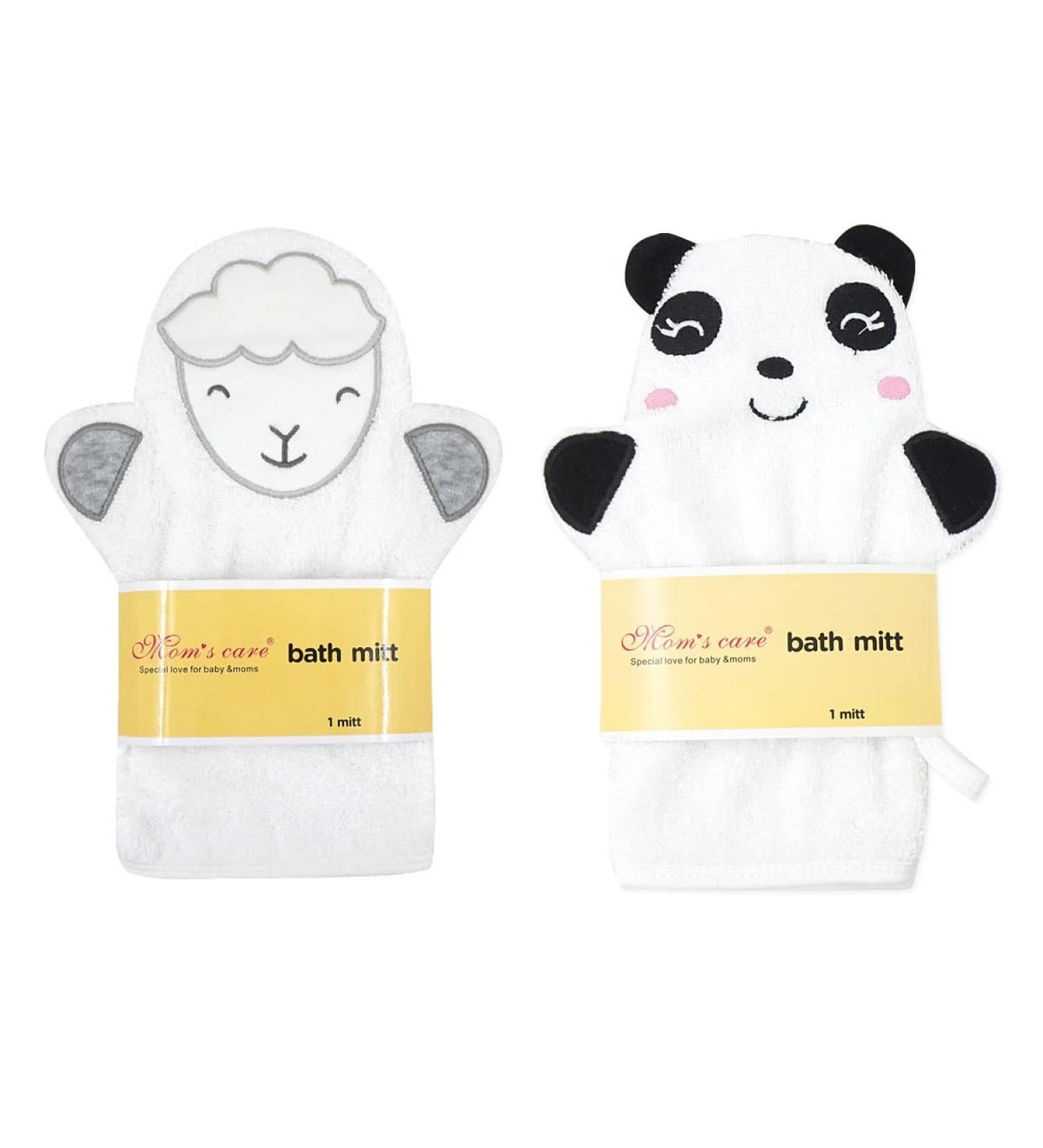 2Pcs Cute Animal Baby Wash Mitt Set - Panda Sheep Design Kids Bath Mitt for Gentle Skin Cleansing - Buy Online on GoSupps.com