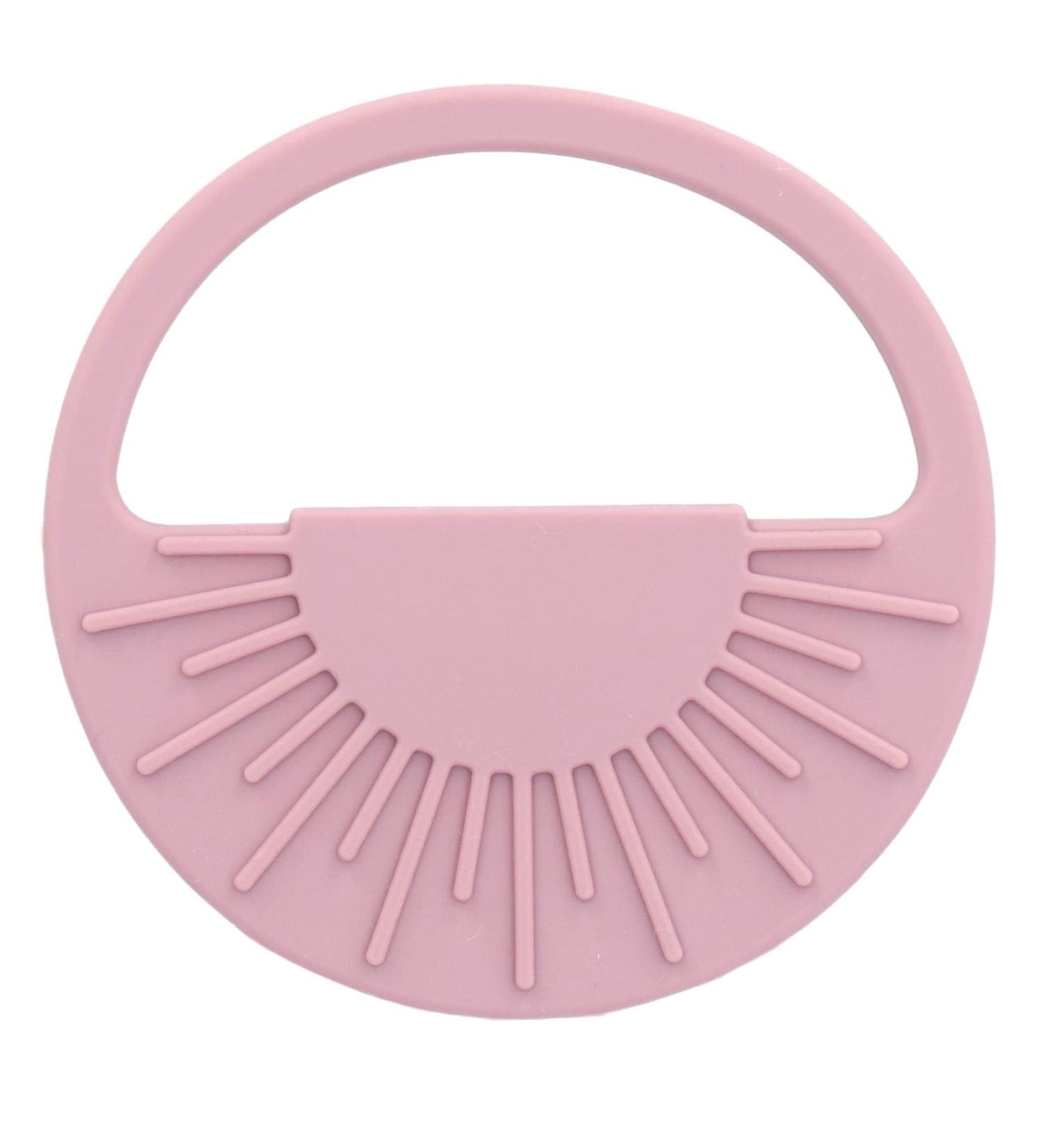 Shop Safe Baby Silicone Bite Ring Toys - Food-Safe Semicircular Sun Design in Lavender Red | Ideal for Infants - Buy Online on GoSupps.com