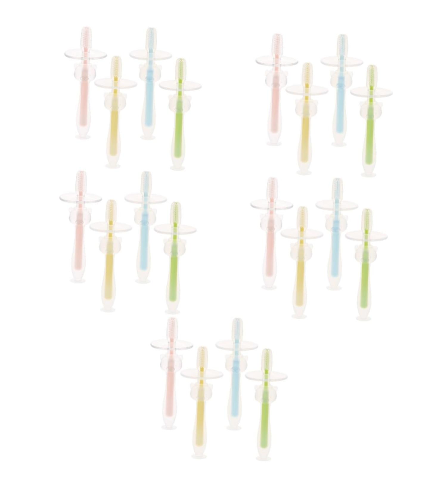 Minkissy 20-Pack Silicone Baby Toothbrush Set | Oral Hygiene Tools for Newborns & Infants | Gentle Mouth Cleaner for Babies - Buy Online on GoSupps.com