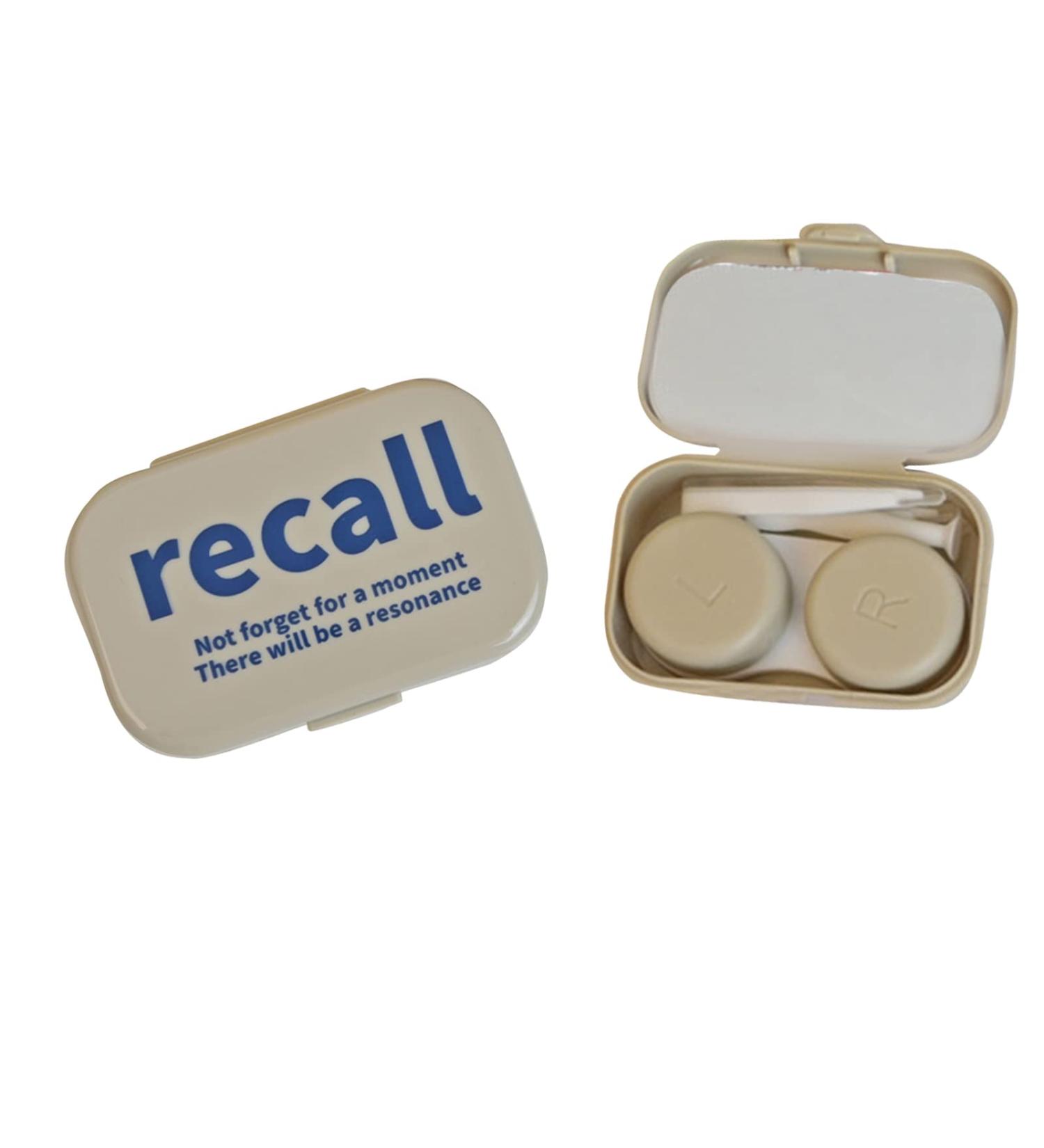 Mini Contact Lens Case Set - Cute Beige Travel Container for Lenses with Tweezers | Perfect for International Shipping - Buy Online on GoSupps.com