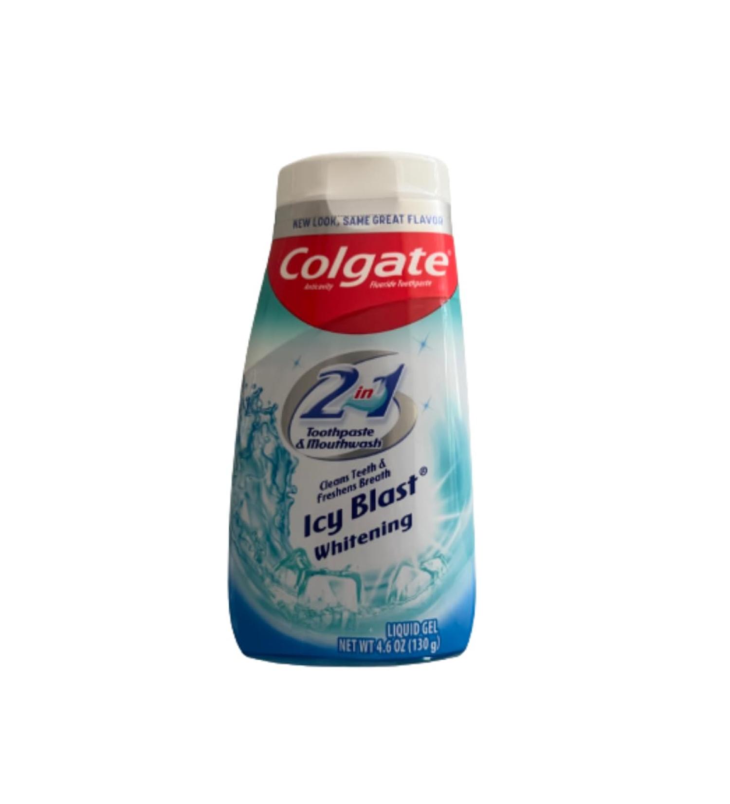 Colgate 2-in-1 Whitening Toothpaste Gel & Mouthwash ICY Blast 4.6 Oz | Buy Internationally for Fresh Breath & Teeth Whitening - Buy Online on GoSupps.com