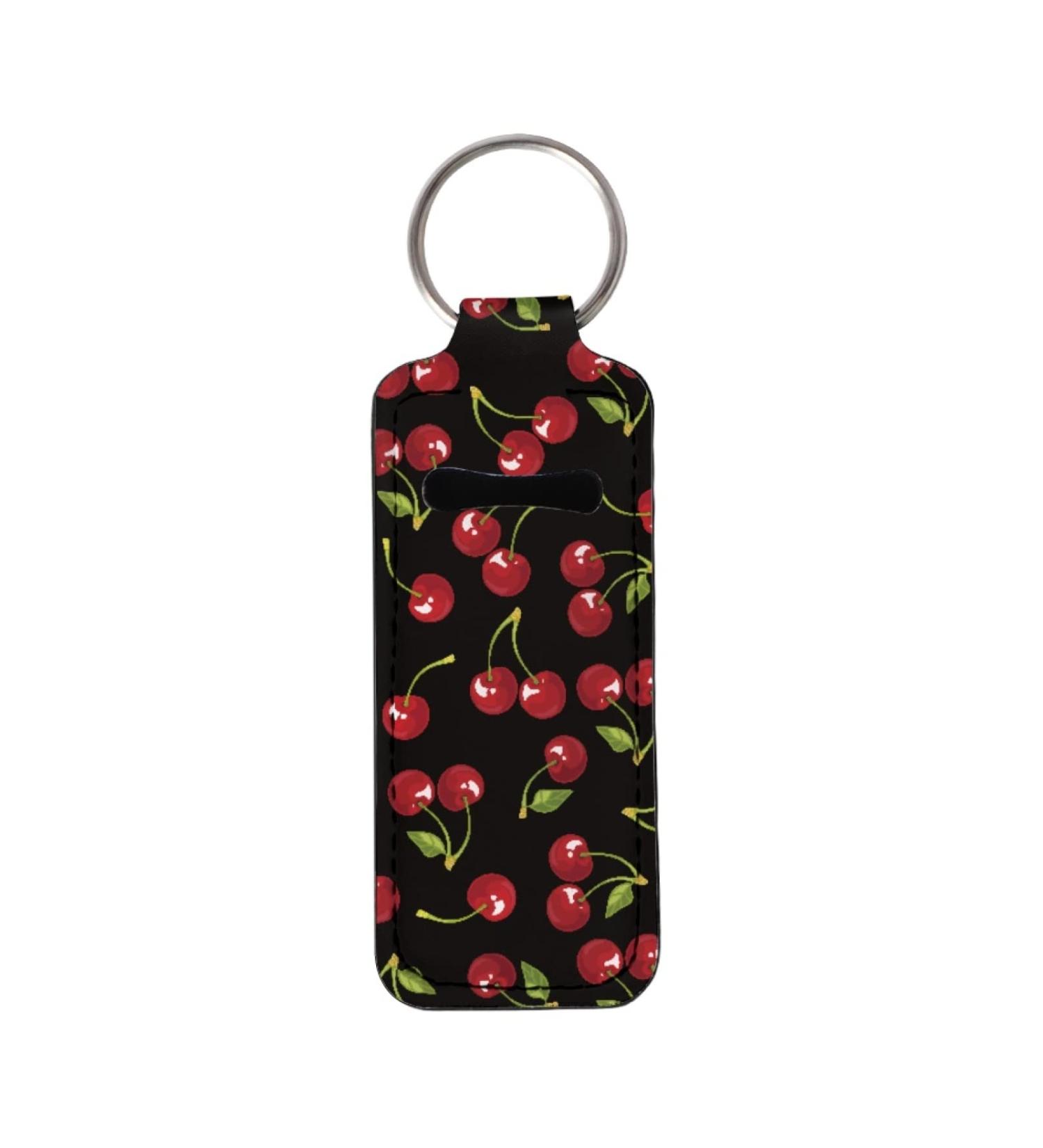 Lip Balm Keyring for Women Girls Clip on Elastic Chapstick Sleeves Cherry - Buy Online on GoSupps.com