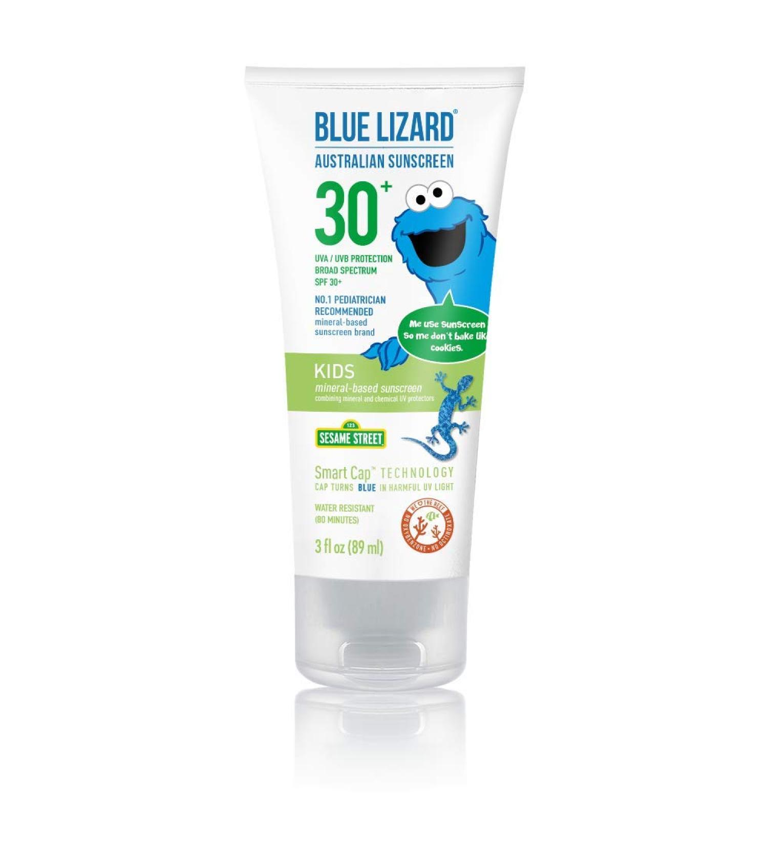 Blue Lizard Kids Mineral Sunscreen SPF 30+ 3 oz Tube - Water Resistant UVA/UVB Protection - Fragrance Free - Smart Cap Technology - Buy Online on GoSupps.com
