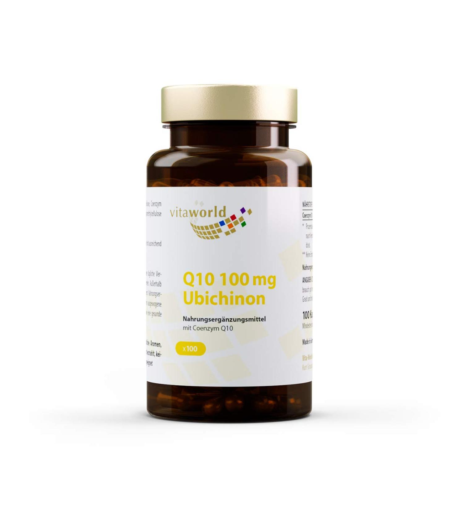 Vita World Pack of 3 Coenzyme Q10 100mg Ubiquinone 3 x 100 Capsules High Absorption Made in Germany Vegan