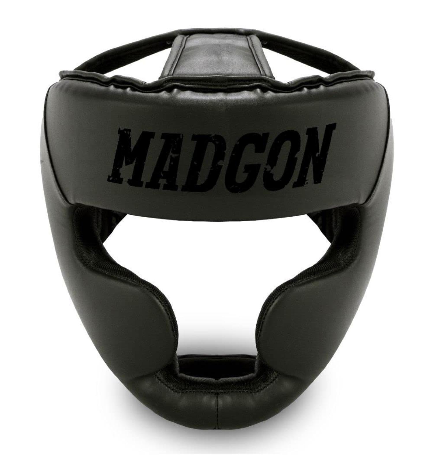 Madgon Premium Head Protection Helmet | Best for MMA Boxing Kickboxing & Sparring | L Black/Black | Maximum Safety & Perfect View - Buy Online on GoSupps.com