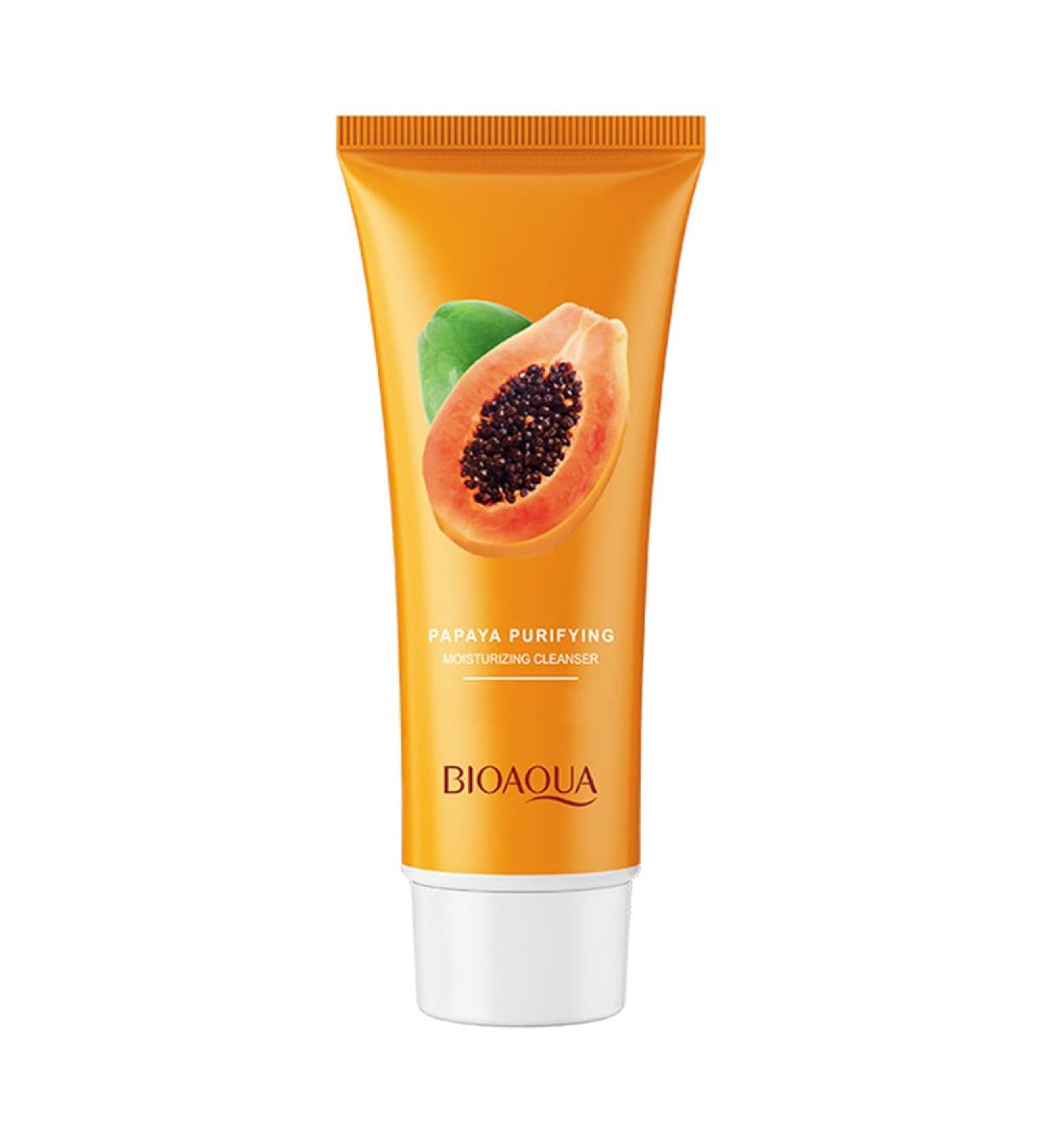 BIOAQUA Papaya Essence Purifying Moisturizing Face Cleanser Sodium Hyaluronate Facial Cleaning Nicotinamide100g / 3.53oz - Buy Online on GoSupps.com