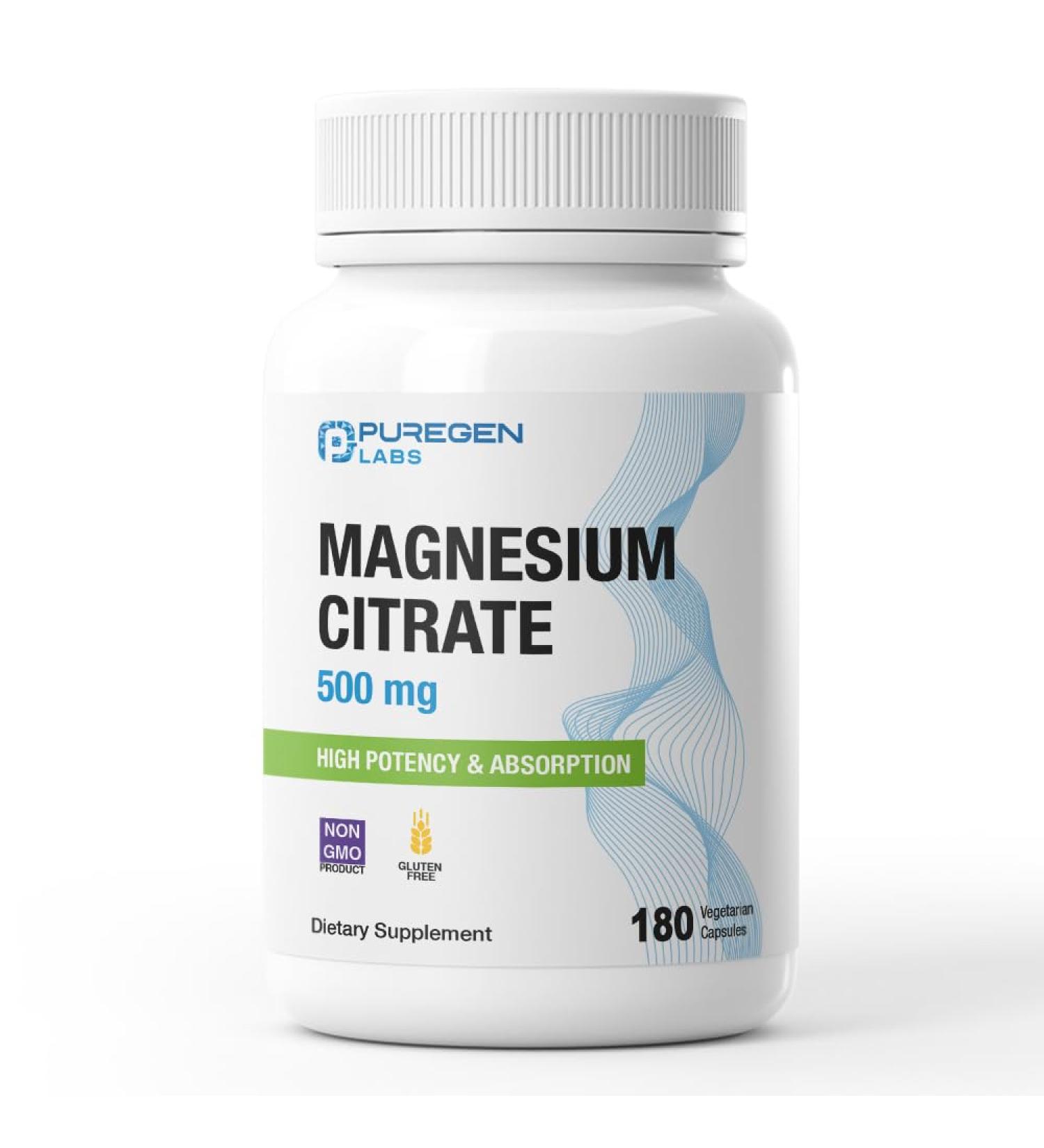 Magnesium Citrate 500 mg | High Potency Elemental Magnesium | Total 180 Veggie Caps Superior Absorption Non-GMO NO Gluten and Dairy - Buy Online on GoSupps.com