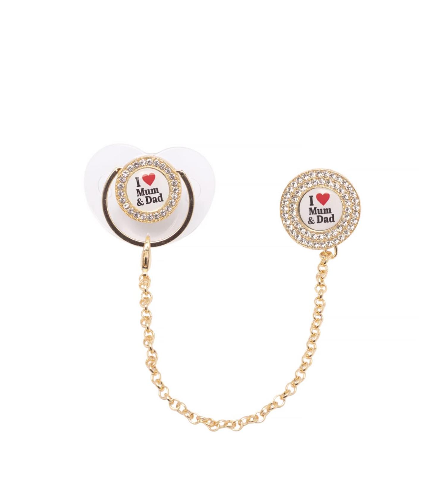 Buy G k-T rk Pacifier Chain & Pacifier - I Love Mum & Dad | International Shipping - Buy Online on GoSupps.com