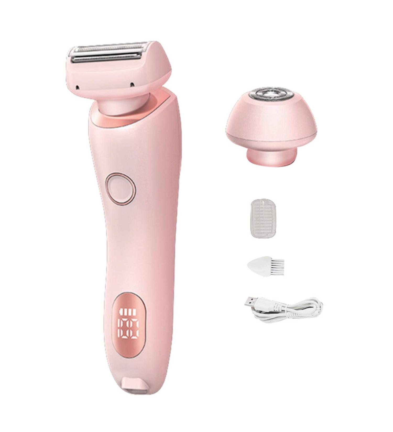 Electric Shaver Razors for Women 2-IN-1 Electric Razor for Womens Legs Underarm Face Pubic Hairs Wet Dry Use Rechargeable Bikini Trimmer Hair Removal with Detachable Head (Pink) - Buy Online on GoSupps.com