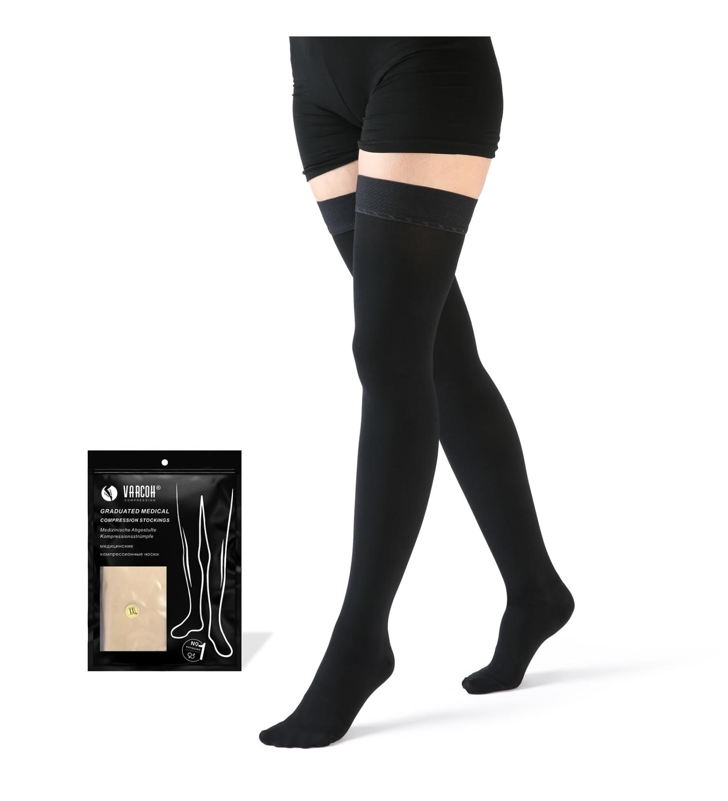 Varcoh Compression Stockings for Women & Men | 3XL Support Stockings for Pregnancy & Varicose Veins - Black - Buy Online on GoSupps.com