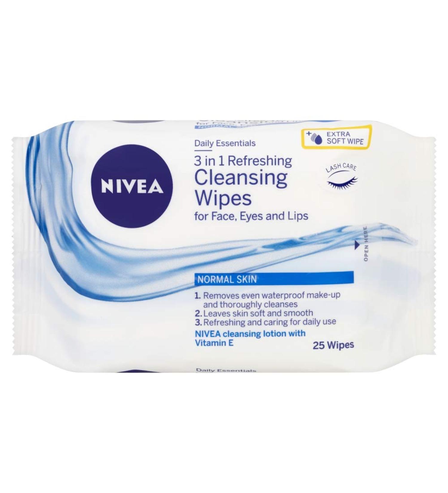 Nivea Daily Essentials 3-in-1 Refreshing Facial Cleansing Wipes Normal to Combination Skin Wipes