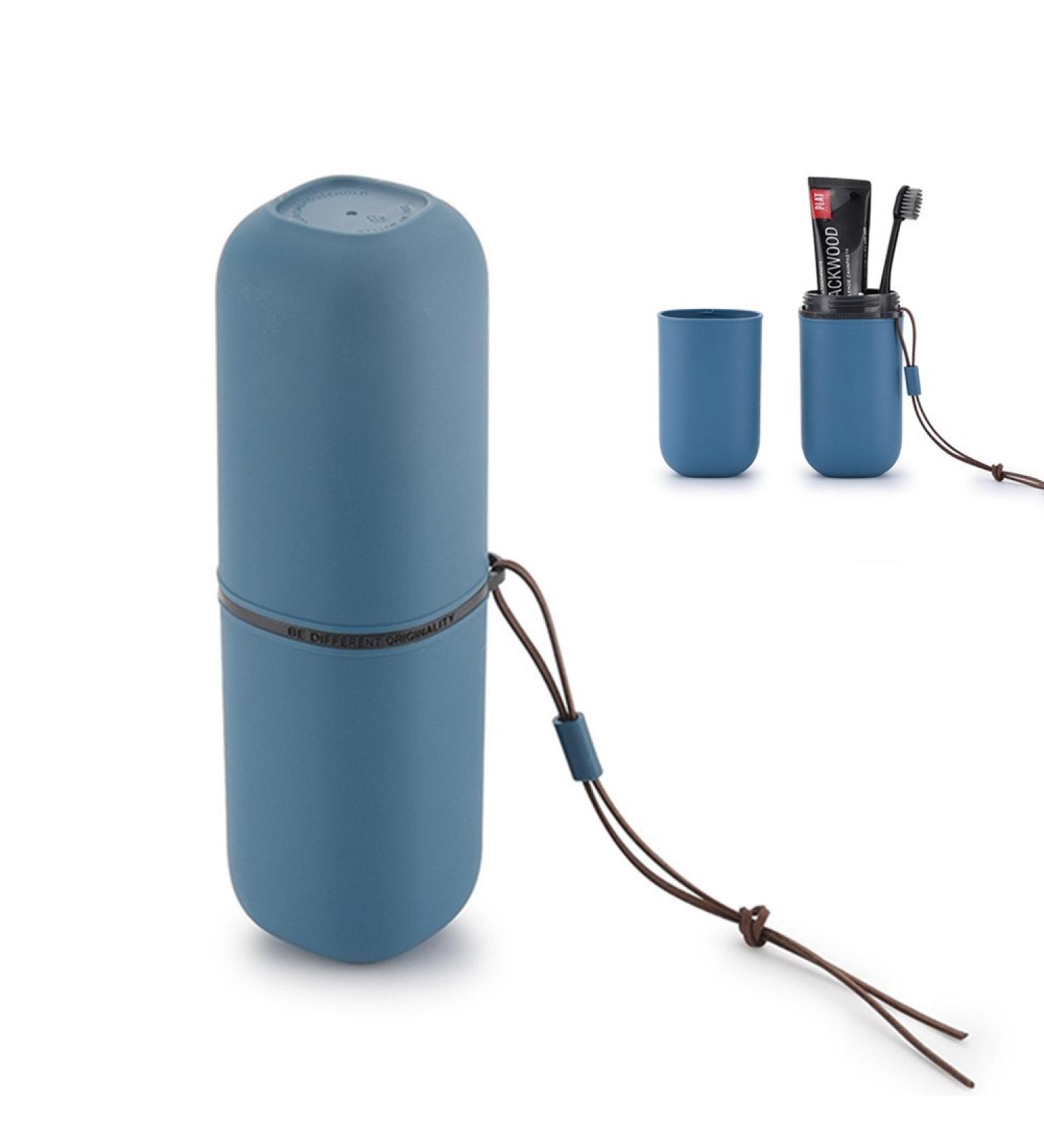 Daren & Kiwi Travel Toothbrush Cup Set - Portable Toothbrush & Toothpaste Holder for Home Bathroom Hiking & Camping (Blue) - Buy Online on GoSupps.com