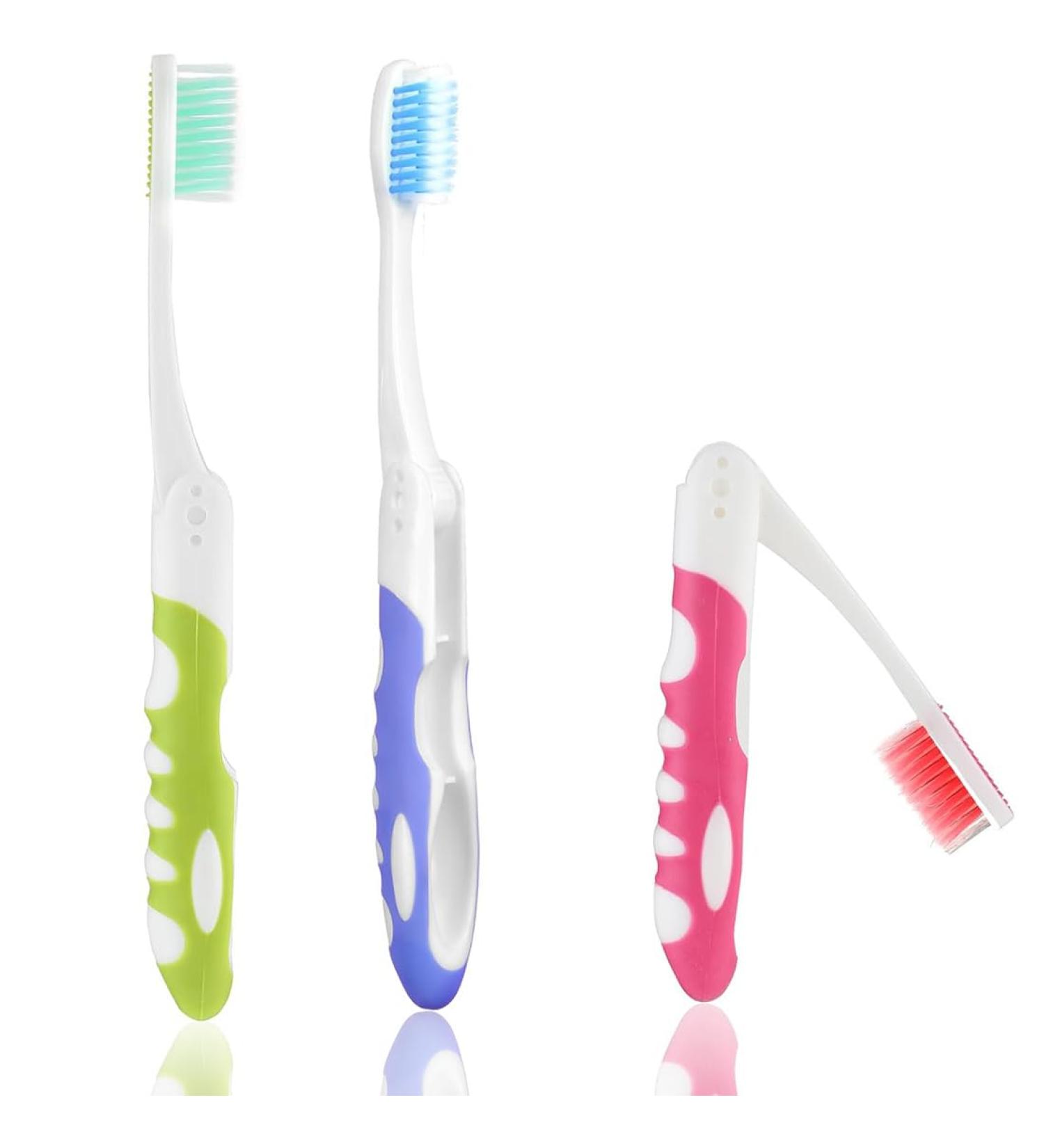 Buy Eodkse 3 Set Foldable Travel Toothbrushes - Portable Soft Brushes for Adults & Kids | Ideal for Travel Camping & Hiking - Buy Online on GoSupps.com