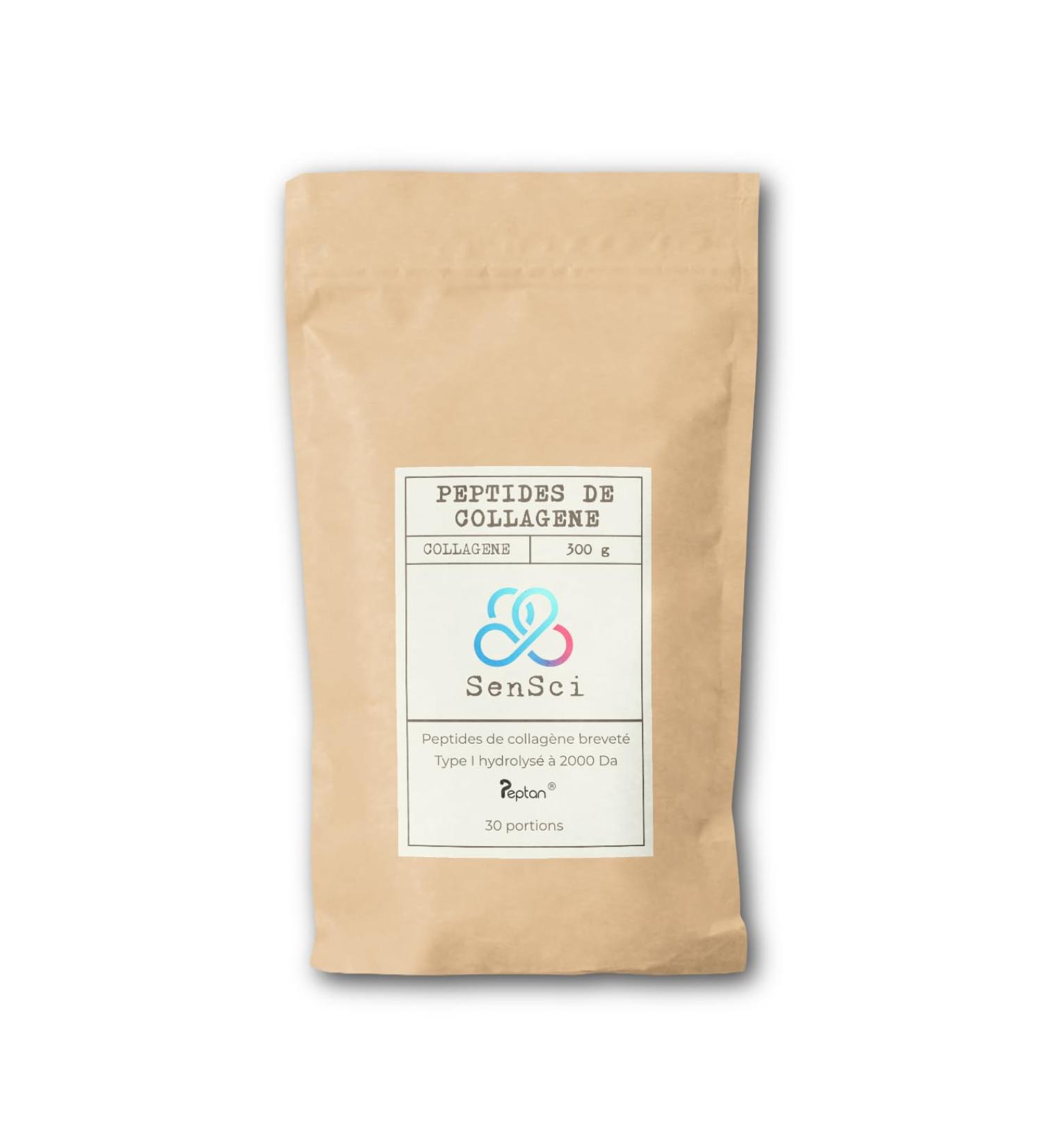 Peptides de Collag ne Peptan(R) | Compl ment Alimentaire Sport | Collag ne Acides Amin s Prot ine | Produit Brevet | Sans OGM ni Additifs | Sachet de 300g | 1 Mois | SenSci