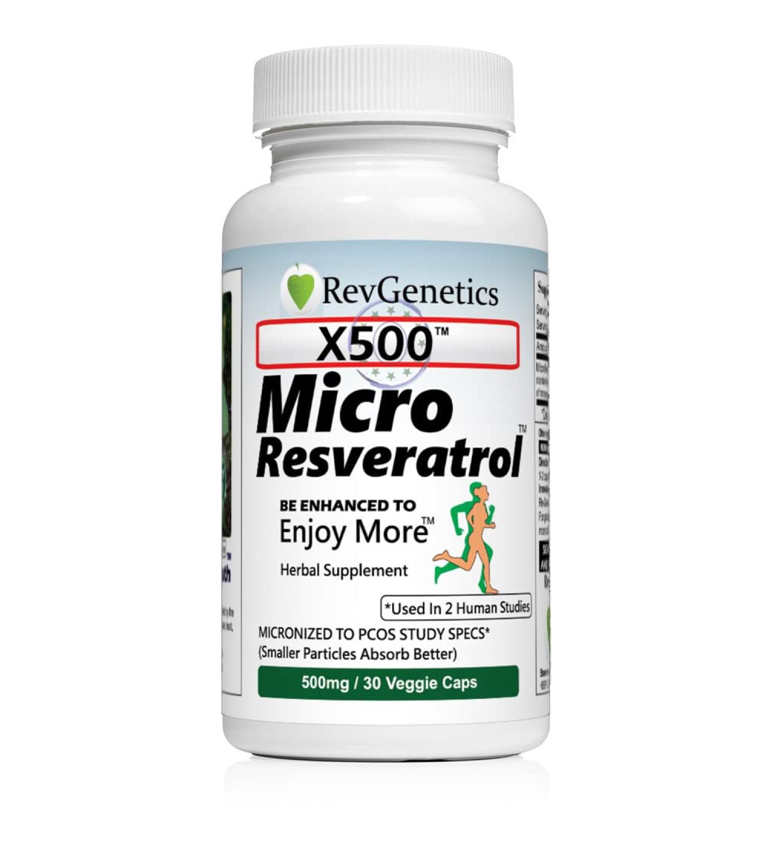 RevGenetics X500: Pure Resveratrol 500mg - Buy Trans-Resveratrol Capsules (30 Veggie Caps) for Anti-Aging & Wellness - International Shipping Available - Buy Online on GoSupps.com