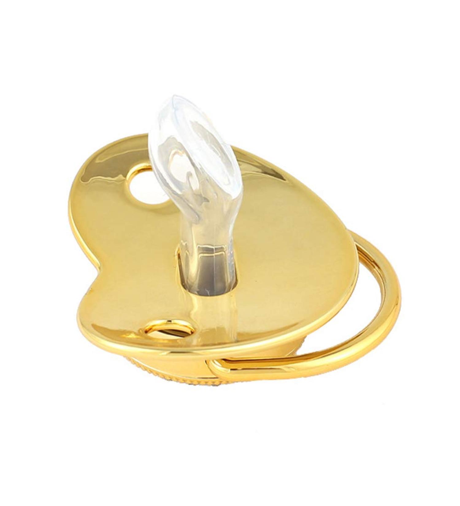 Kisbeibi Baby Pacifier with Clip - Diamond Golden Initials 2-Piece Weaning Set for Boys & Girls (Letter M) - Shop Now! - Buy Online on GoSupps.com