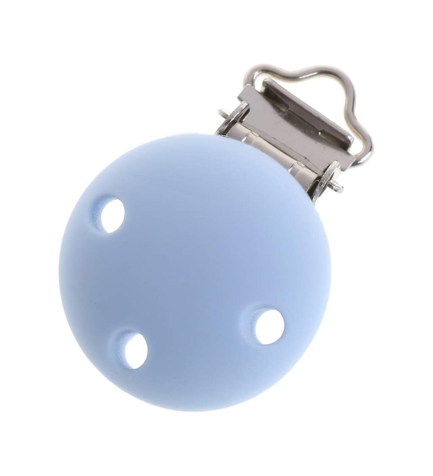 Schnuller Clip Set - 1 Piece Silicone & Metal Pacifier Chain for Babies | Light Blue Dummy Holder (3x4.5cm) - International Shipping Available - Buy Online on GoSupps.com