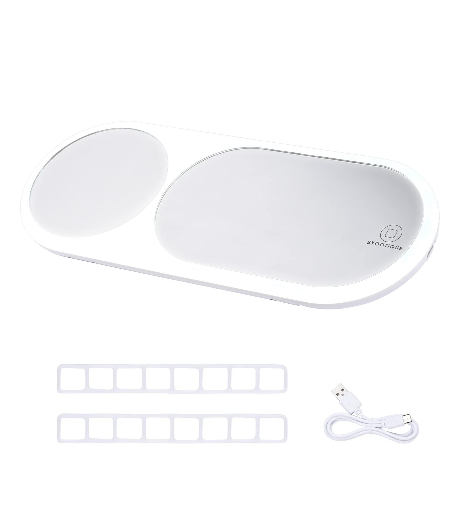 BYOOTIQUE Sun Car Visor Vanity Mirror | 11 6500K LED | 1/3X Magnification | 3 Color Lights | Dimming Girly Cosmetic Touch Inside Mirror for Women - Buy Online on GoSupps.com