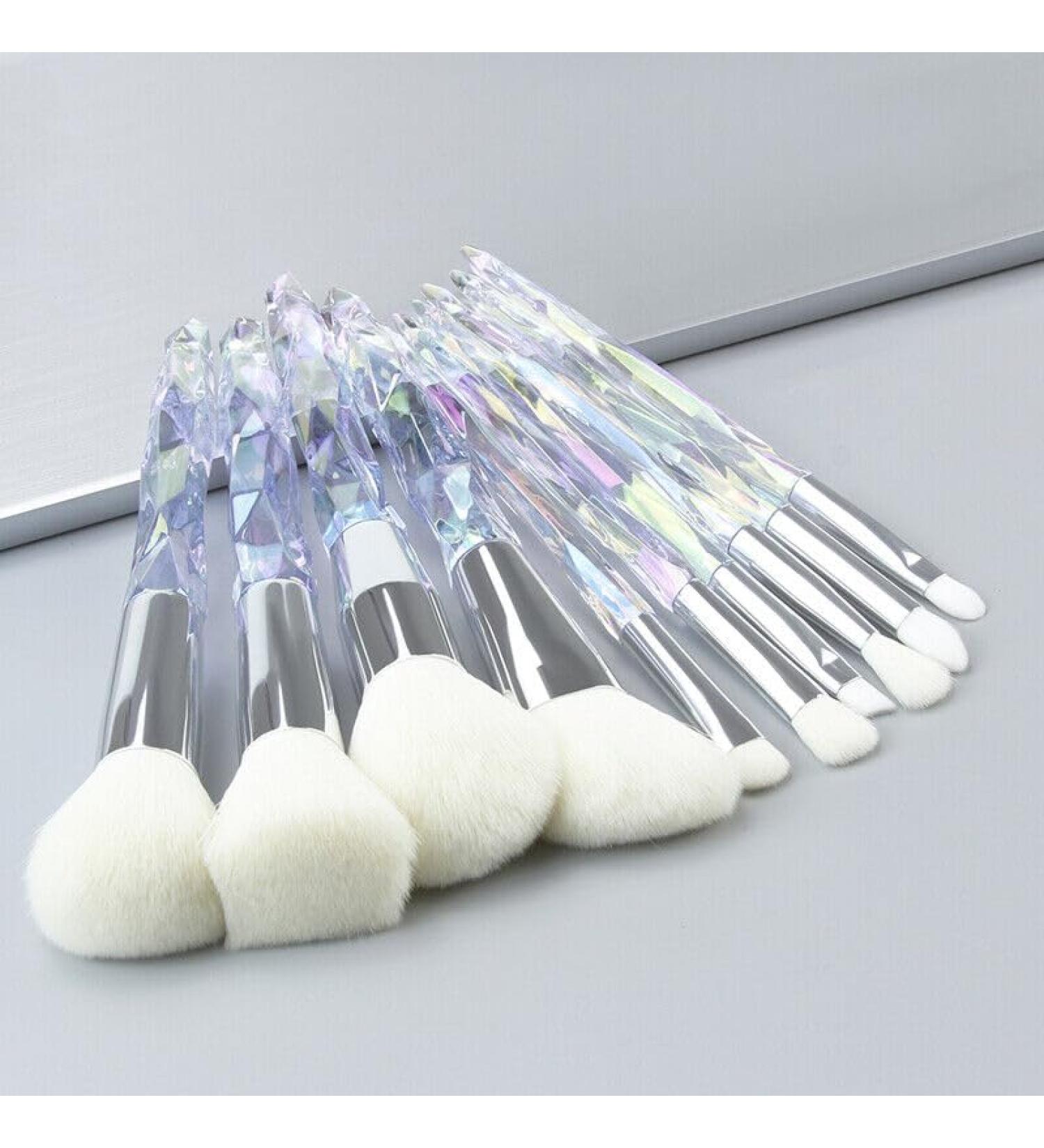 Brush set make up Make Up Brushes Crystal Glitter Powder Foundation Face Lip Pencil Brush (black)(Color:White)