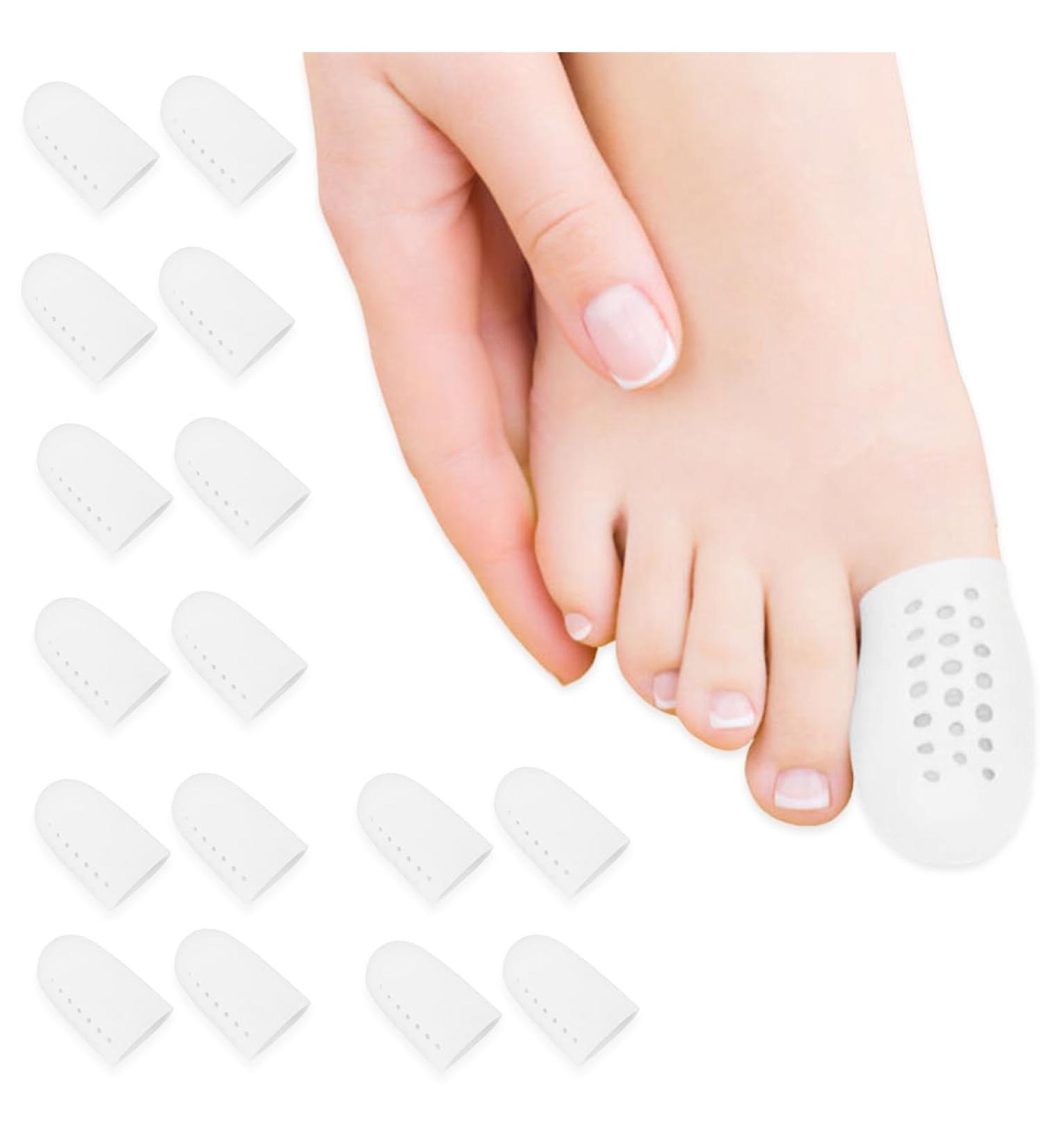 16 Large Gel Toe Caps - Breathable Silicone Protection for Blisters Corns Ingrown Toenails & Pain Relief - Comfortable White Toe Covers - Buy Online on GoSupps.com
