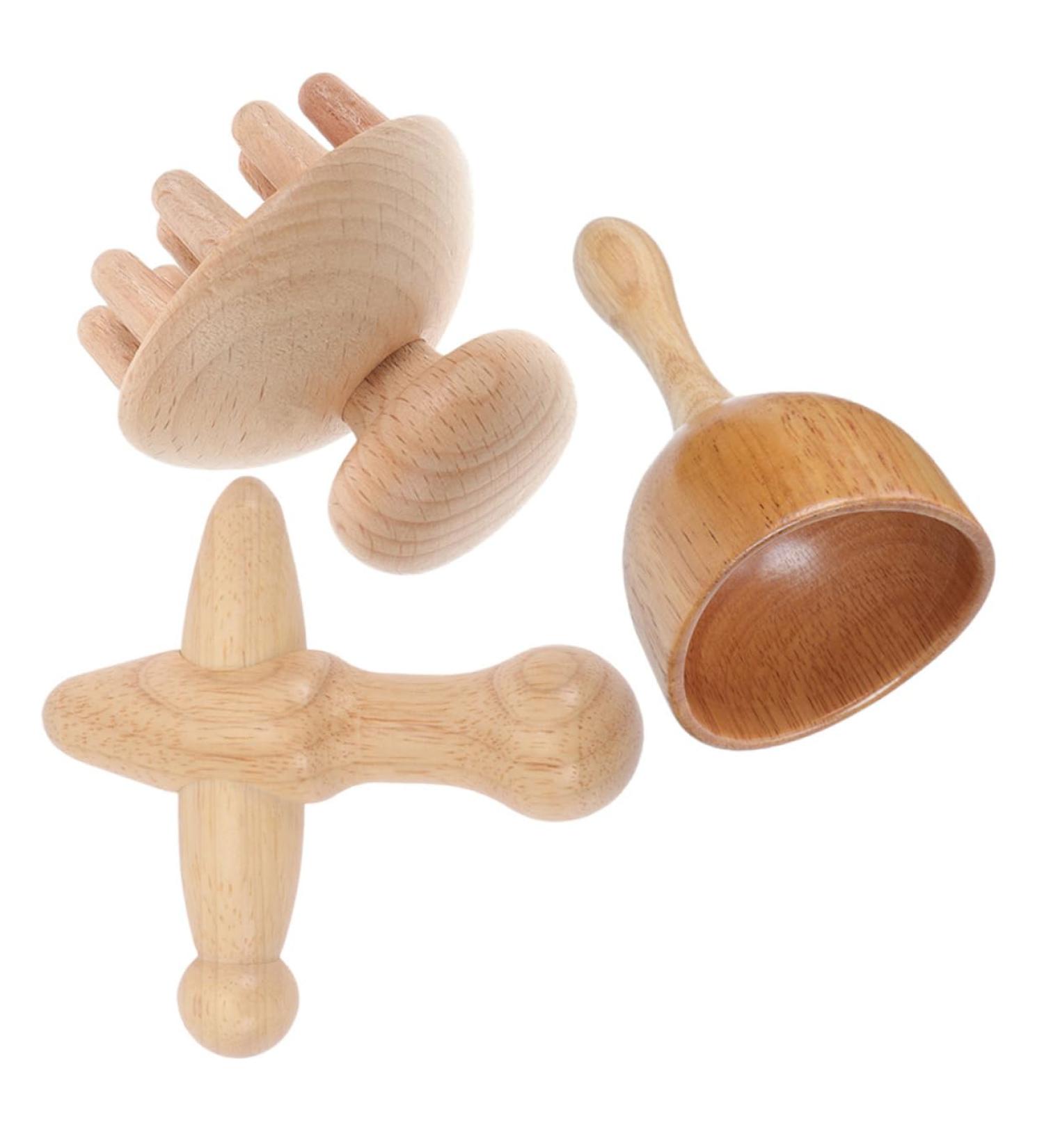 Fomiyes Household Cupboards Beech Wood Massage Set - Mushroom Head Massage Cups for Neck & Lymph Care | Perfect for Travel - Buy Online on GoSupps.com