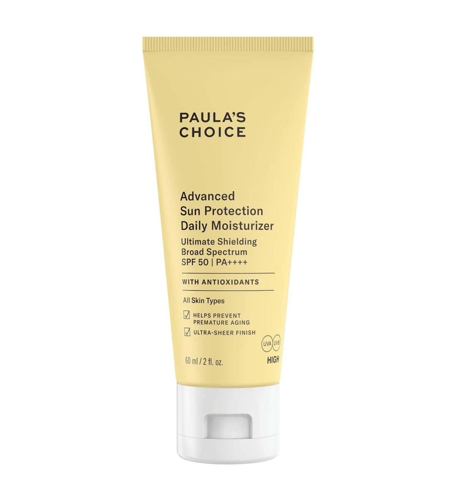 Paula's Choice Advanced Sun Protection Daily Moisturiser SPF 50 | PA++++ | SPF 50 Face Moisturizer | No White Cast Sunscreen | Dewy & Healthy Glow | with Antioxidants | Normal to Dry Skin | 60 ml - Buy Online on GoSupps.com