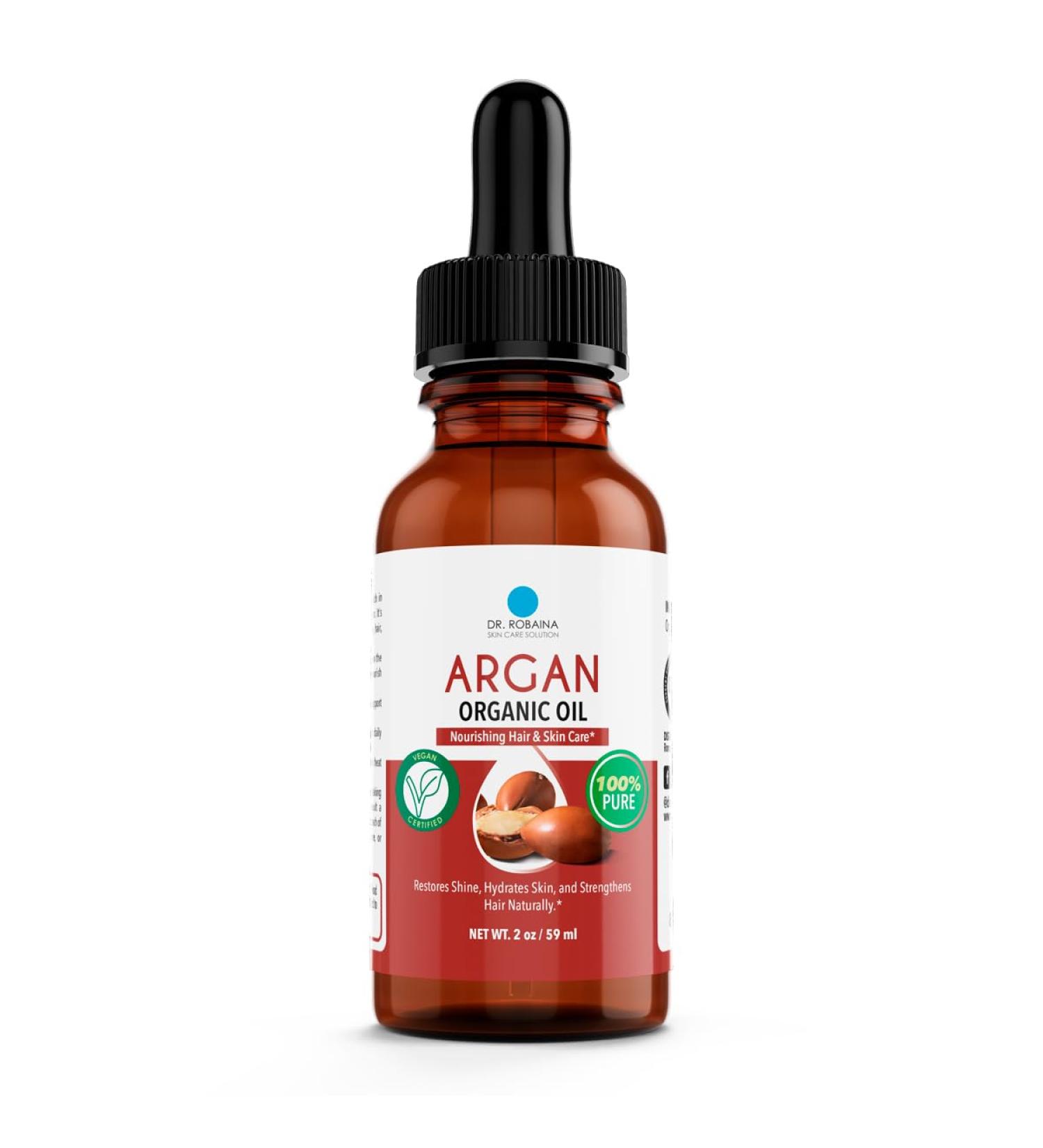 Dr. Robaina Pure Moroccan Argan Oil 2 fl oz Cold-Pressed Small-Batch & Nitrogen-Sealed Fast-Absorbing Hair & Skin Moisturizer Anti-Frizz Serum Beard & Nail Treatment Hexane-Free Made in USA 1 Unit - Buy Online on GoSupps.com