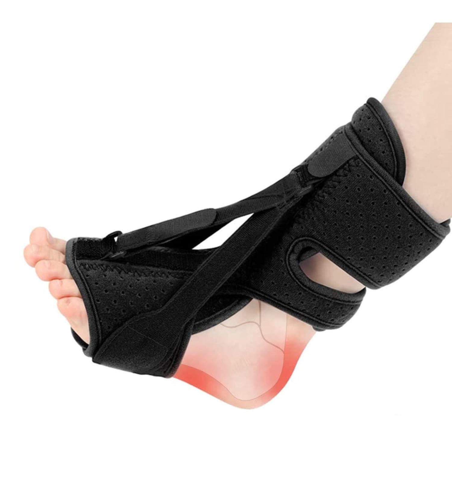 Plantar Fasciitis Night Splint with Memory Foam Pad - Adjustable Straps for Achilles Tendonitis Relief - Heel Arch Support for Women & Men - Black - Buy Online on GoSupps.com