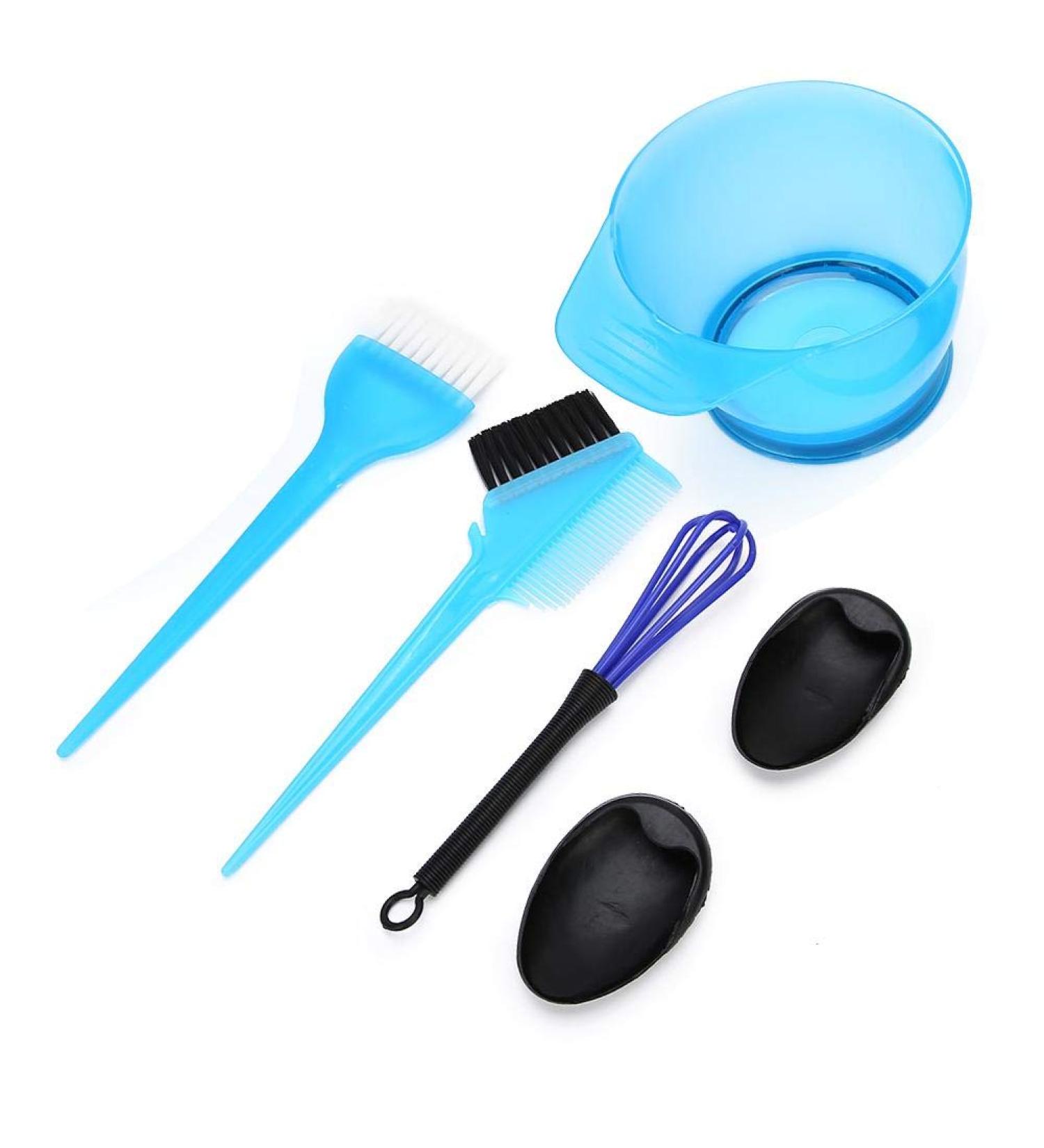 6pcs Blue Hair Dyeing Kit - Bowl Brush Comb Stirrer & Ear Covers for Salon Quality Results - Buy Online on GoSupps.com