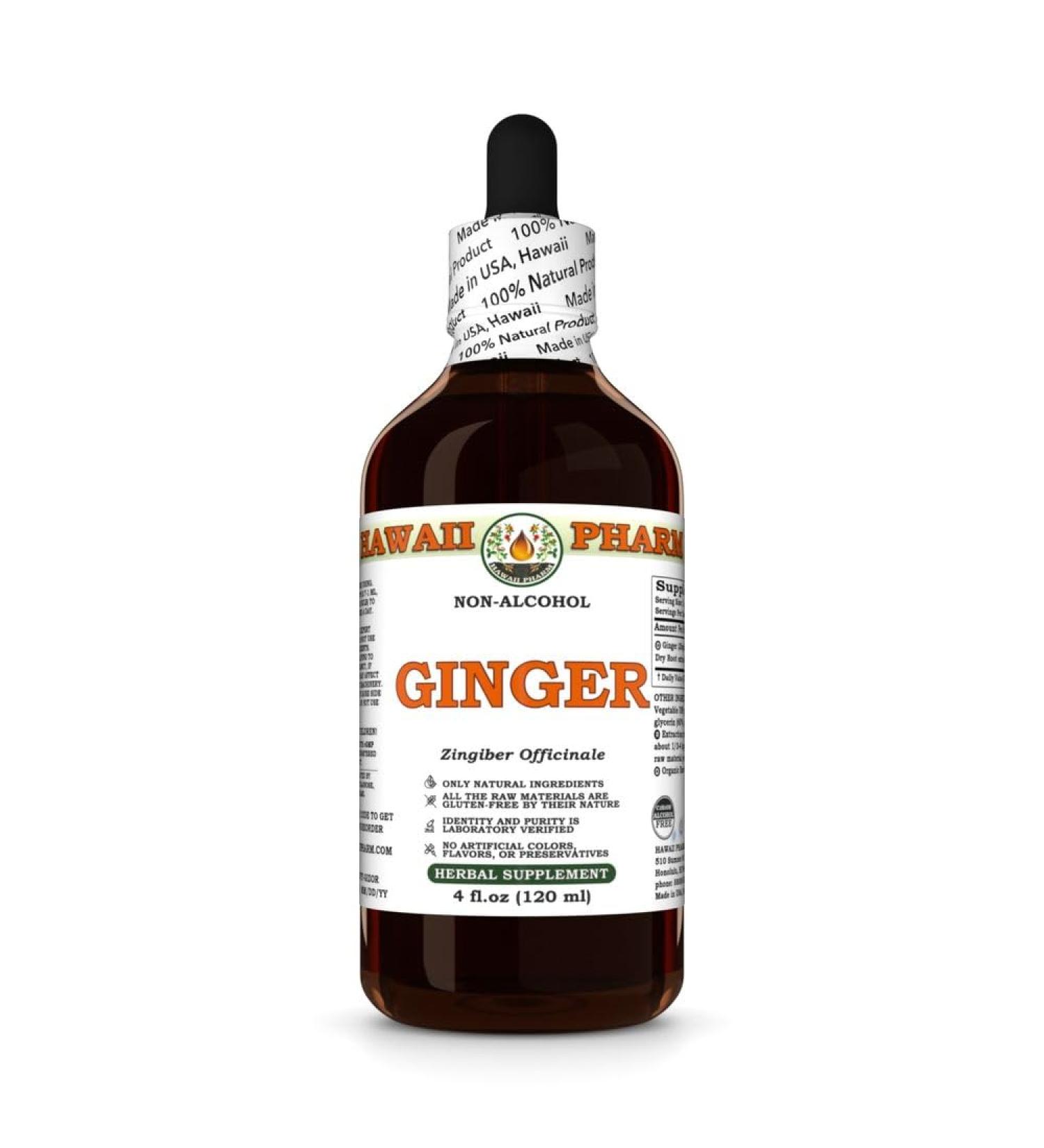 Ginger (Zingiber Officinale) Dry Root Glycerite Made in Hawaii Organic Raw Materials All Natural Vegan Lab Tested Alcohol-Free Liquid Extract - 4 fl.oz 4 Fl Oz (Pack of 1) - Buy Online on GoSupps.com