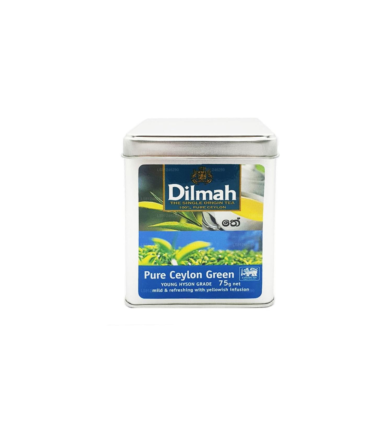 Dilmah Pure Ceylon Green tea YOUNG HYSON GRADE Loose Leaf Tea - 75g Tin Caddy