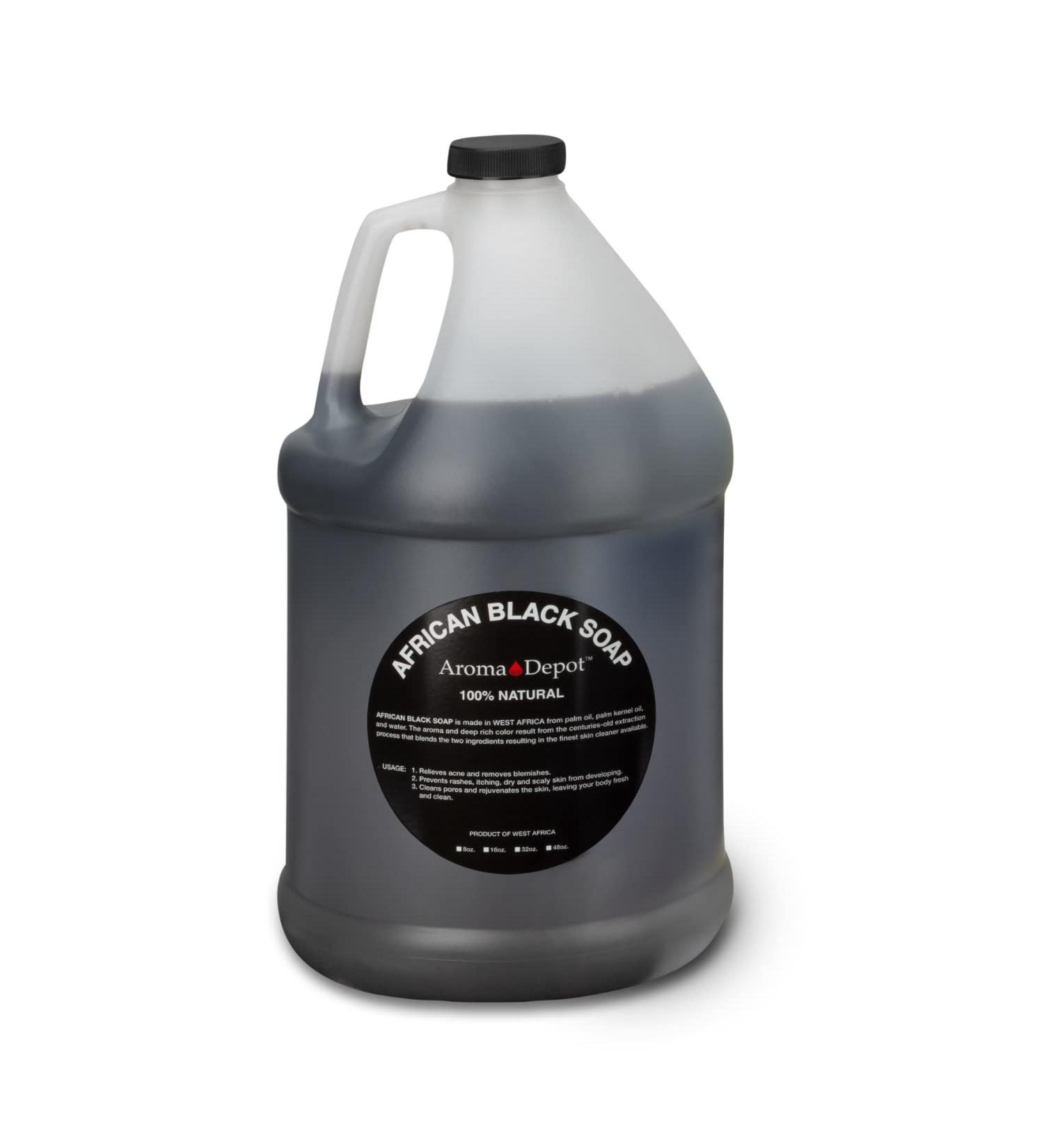 Aroma Depot Raw African Liquid Black Soap - 100% Natural for Acne, Eczema, Psoriasis - Handmade from Ghana - Gallon Size - Buy Online on GoSupps.com