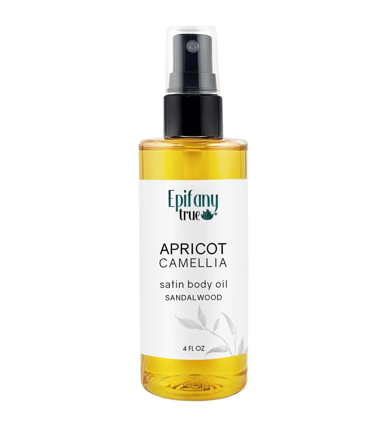 Apricot & Camellia Satin Body Oil 4oz | Nourishing Vitamin E Moisturizer for Dry Skin | Antioxidant-Rich After Bath Oil | Promotes Skin Elasticity for Men & Women - Buy Online on GoSupps.com