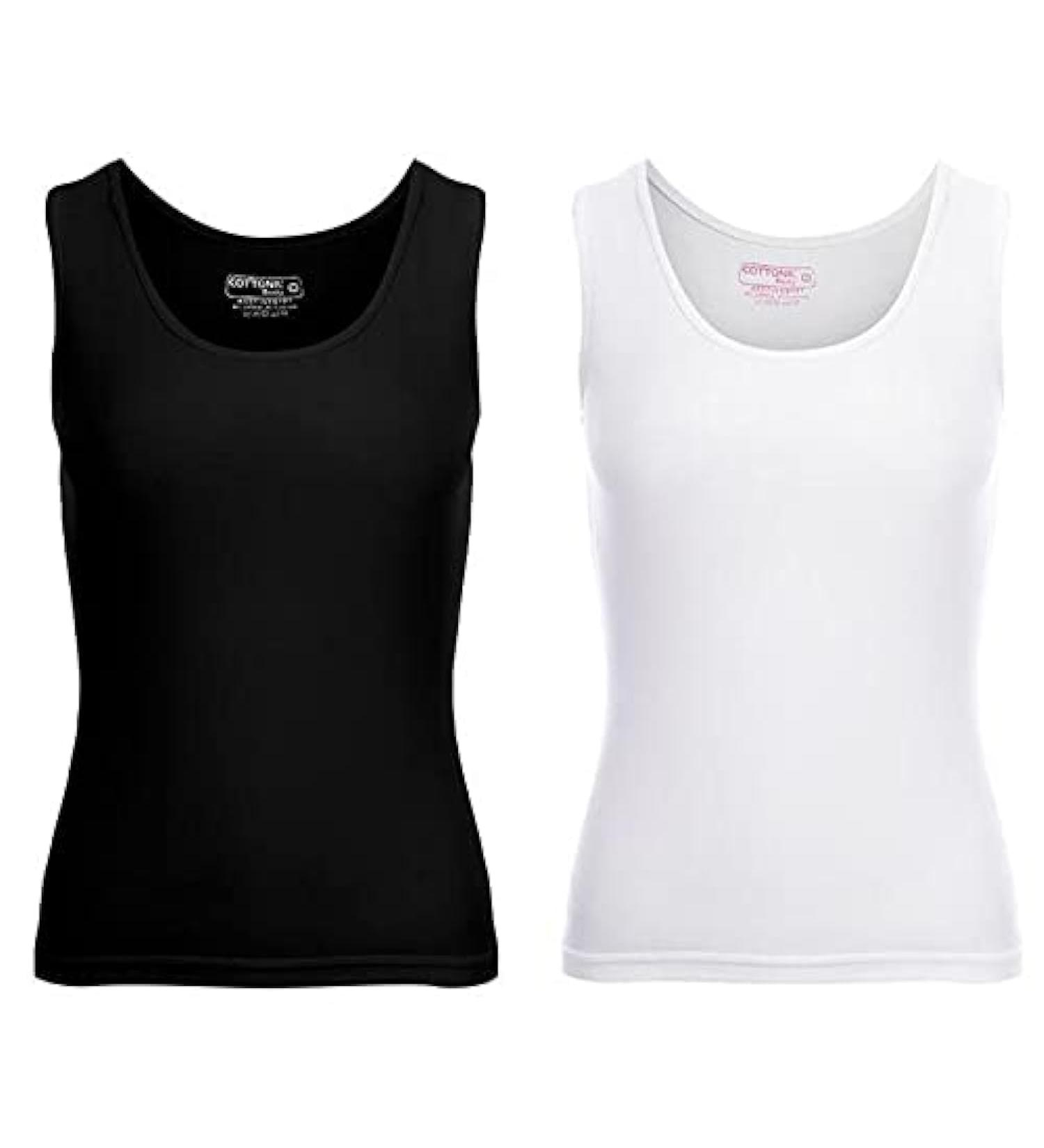 Pack contains 2 multi-colored women's cotton tank tops L