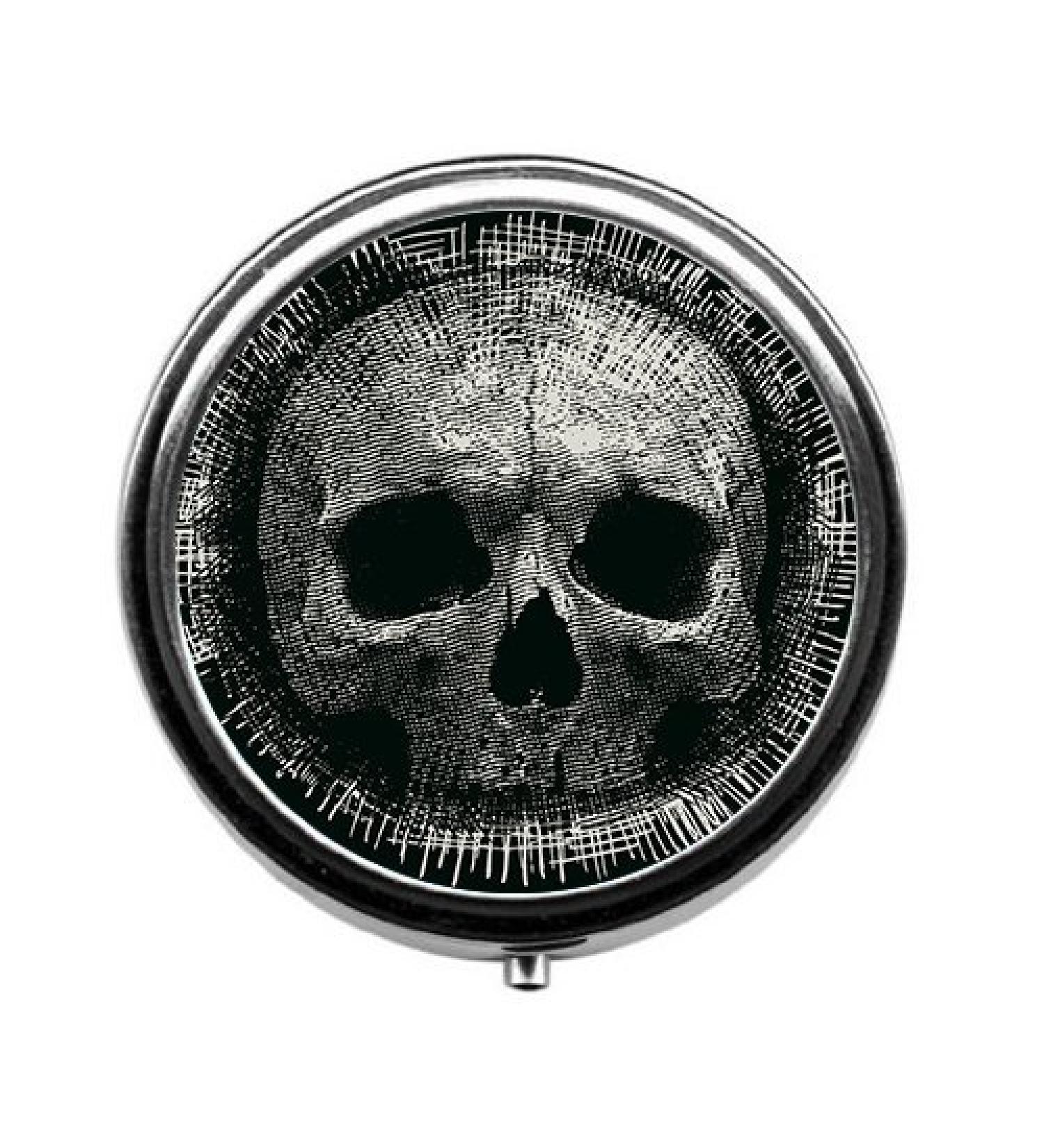 Custom Skull Fashion Round Pill Box - Bronze Medicine Organizer for Purse | Stylish Tablet Holder - Buy Online on GoSupps.com