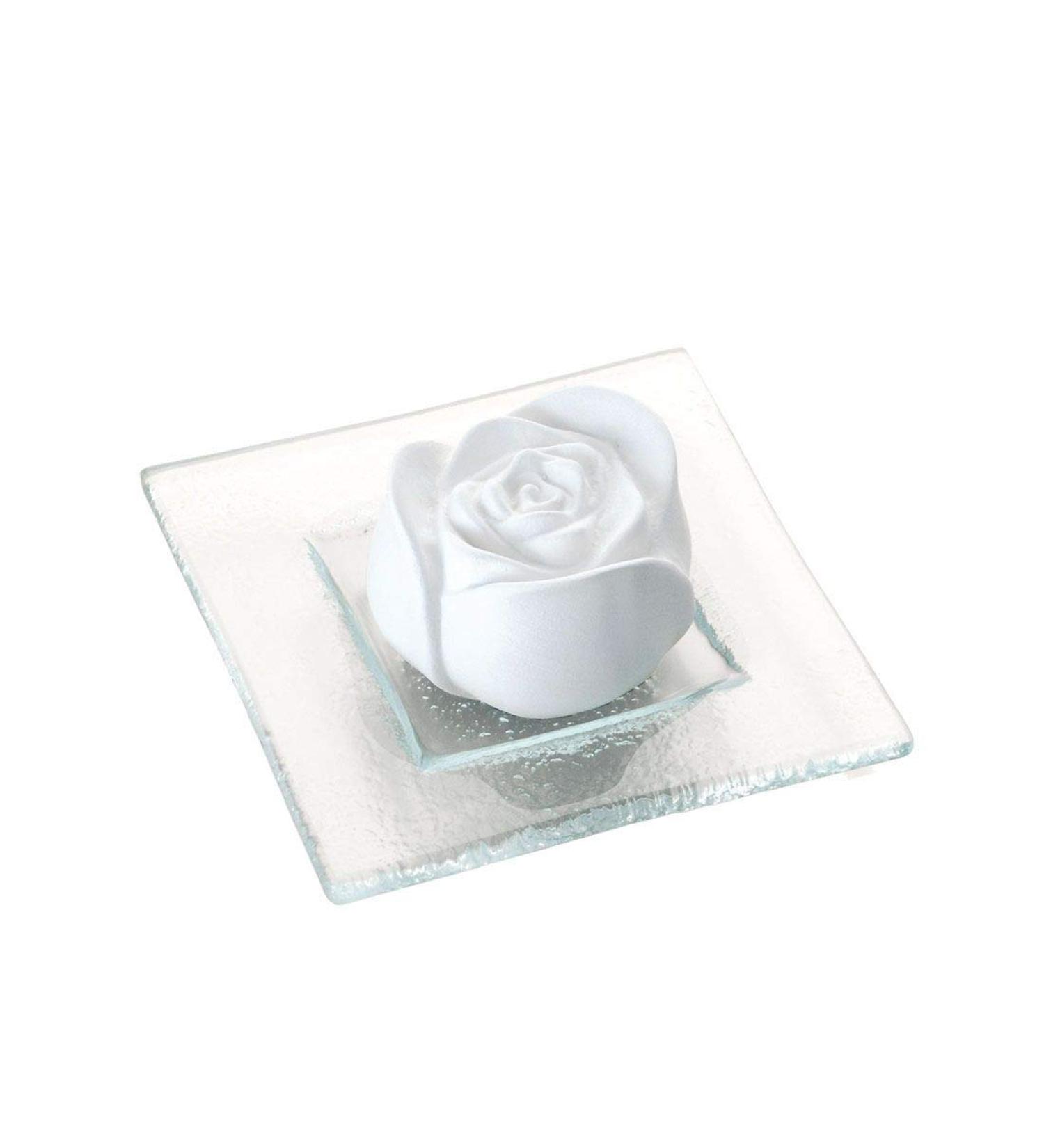 PRIMAVERA fragrance stone rose blossom on glass plate transparent - ceramic room fragrance diffuser - aromatherapy 1 x 1 pc