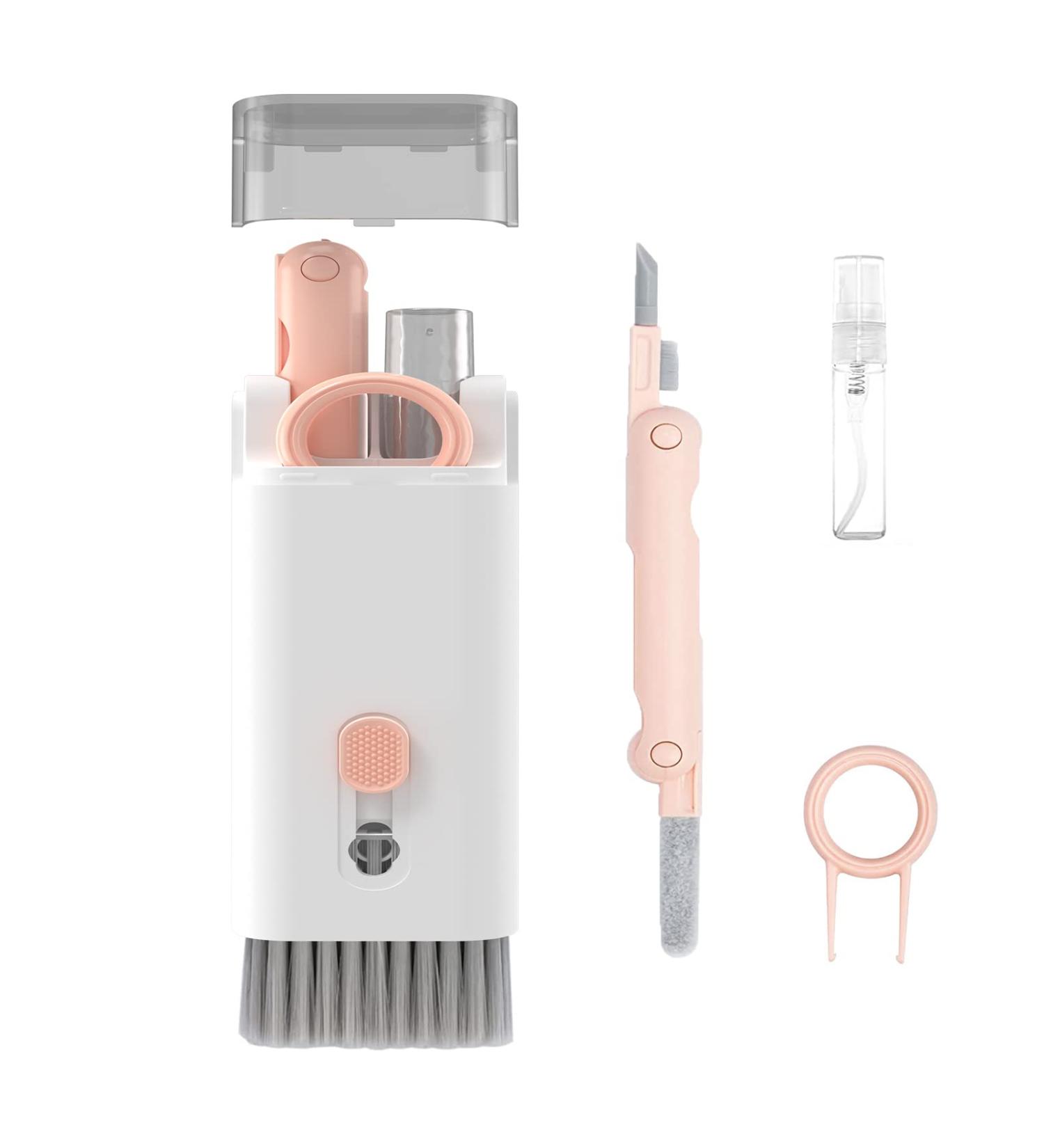 Gtinna 7 in 1 Keyboard Cleaning Brush Set | Electronics Cleaner Kit with Earbuds Pen and Bluetooth Headset Charging Box | Pink - Buy Online on GoSupps.com