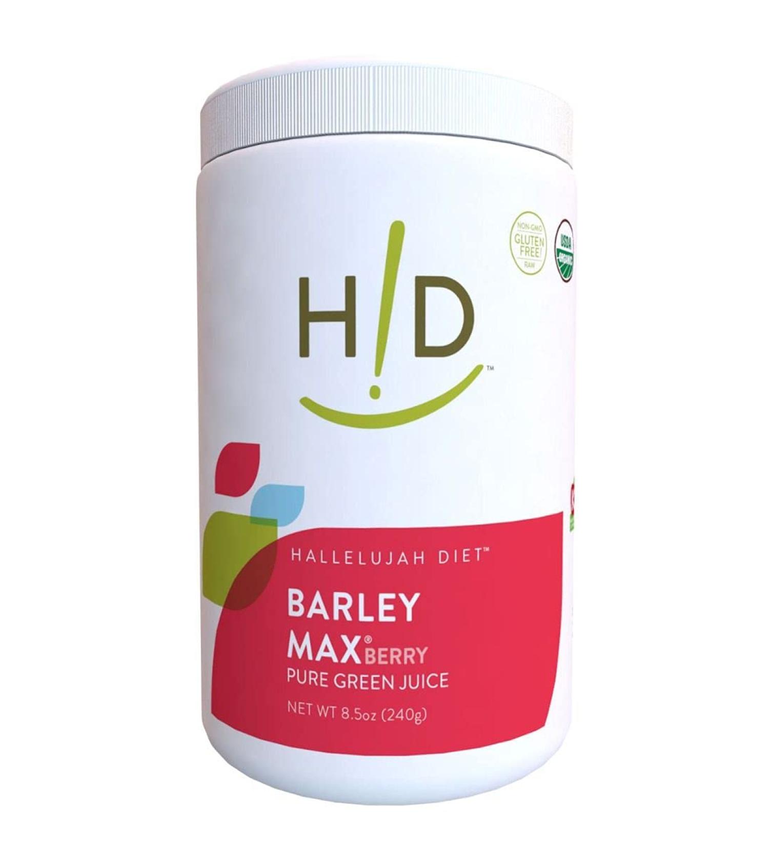 Hallelujah Diet Organic BarleyMax Green Juice Powder - Berry Flavor (8.5oz, 120 Servings) - Buy Online on GoSupps.com