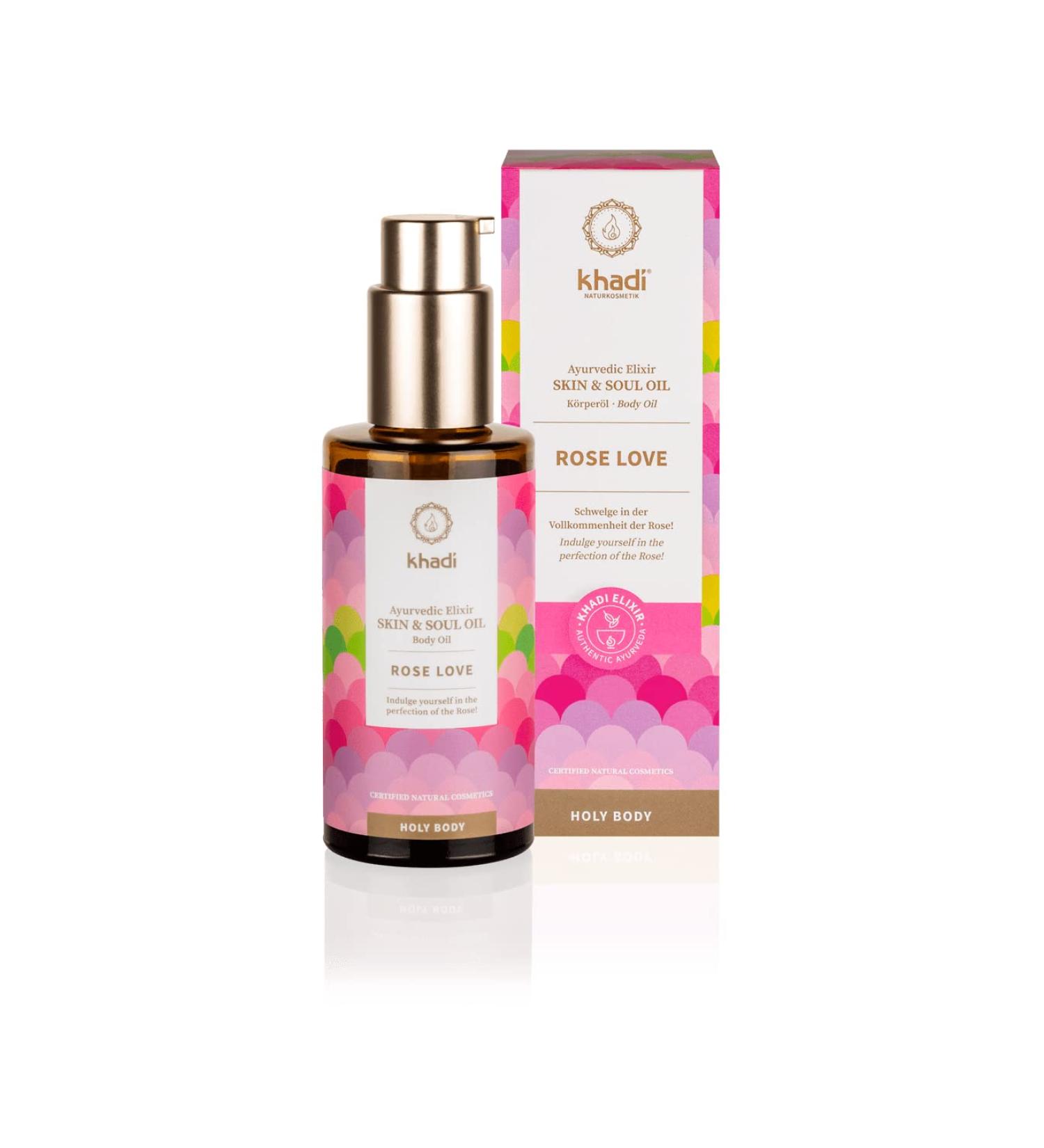 Khadi Rose Love Ayurvedic Elixir - Luxurious 100ml Skin & Soul Oil | 100% Natural Vegan & Regenerating Beauty Oil - Buy Online on GoSupps.com