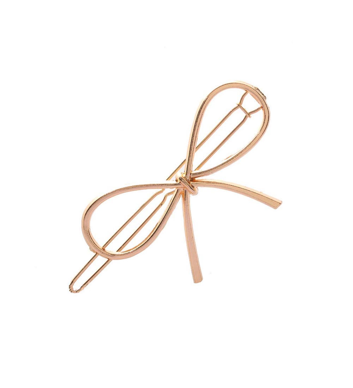 1 Pcs Temperament Minimalist Bow Clip Hairpin Hair Jewelry Gold Convenient And Practical