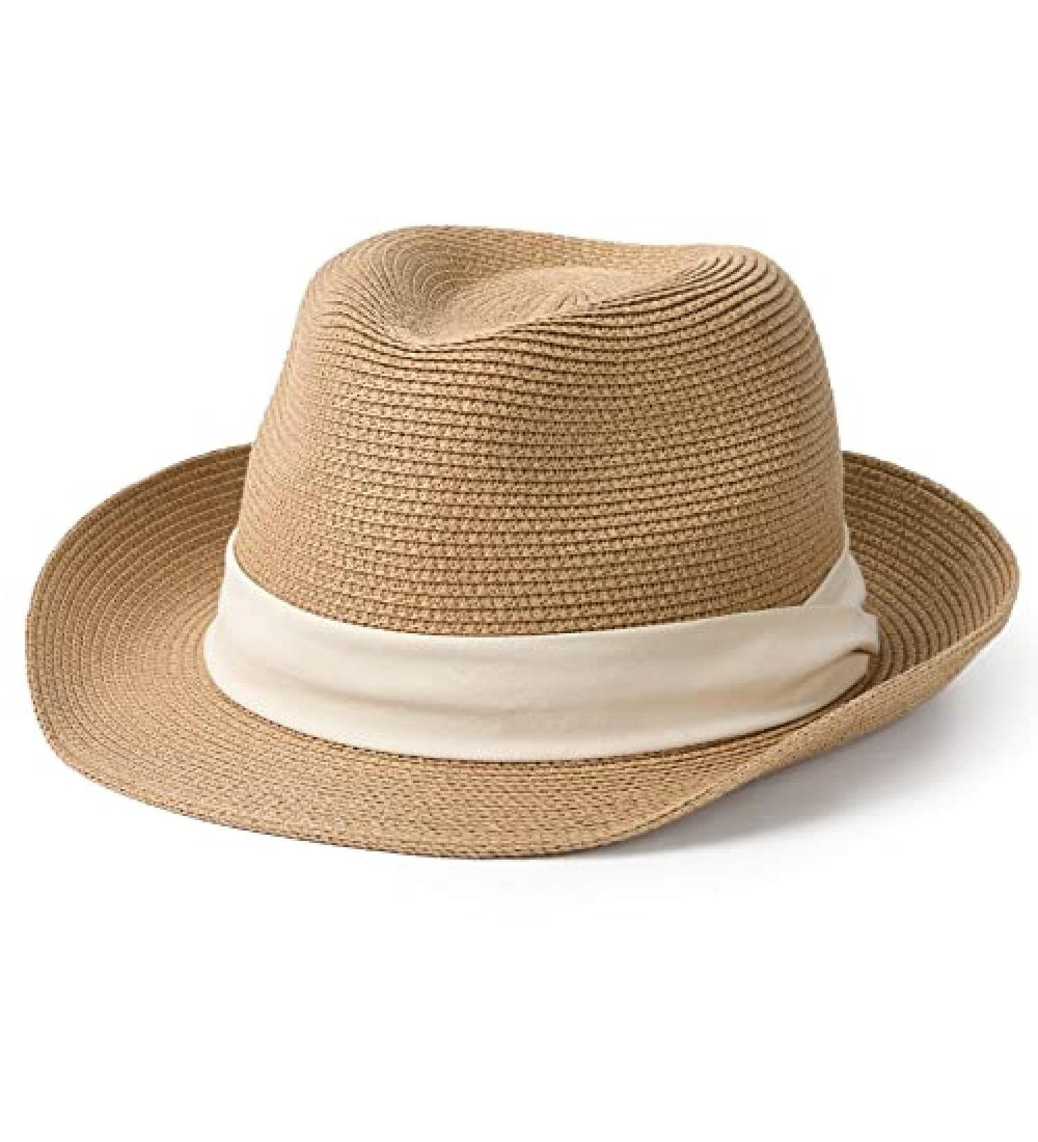 Packable Straw Fedora Sun Hat for Women Men - Khaki-beige - Large/X-Large - Buy Online on GoSupps.com