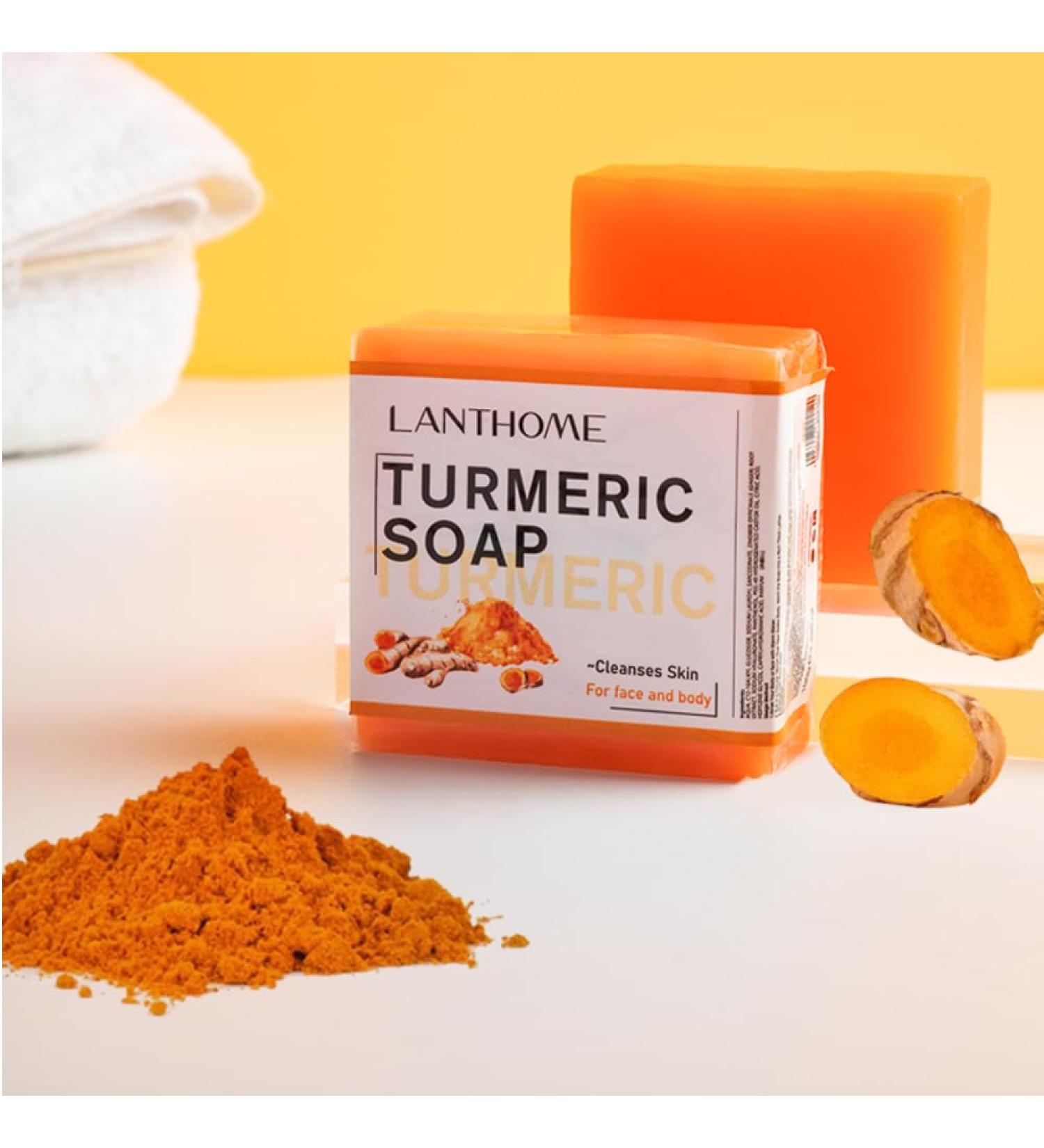 Turmeric Soap & Ginger Bar Soap - 2PCS Essential Oil Soap for Face & Body | Reduces Acne & Dark Spots Natural Cleansing - Buy Online on GoSupps.com
