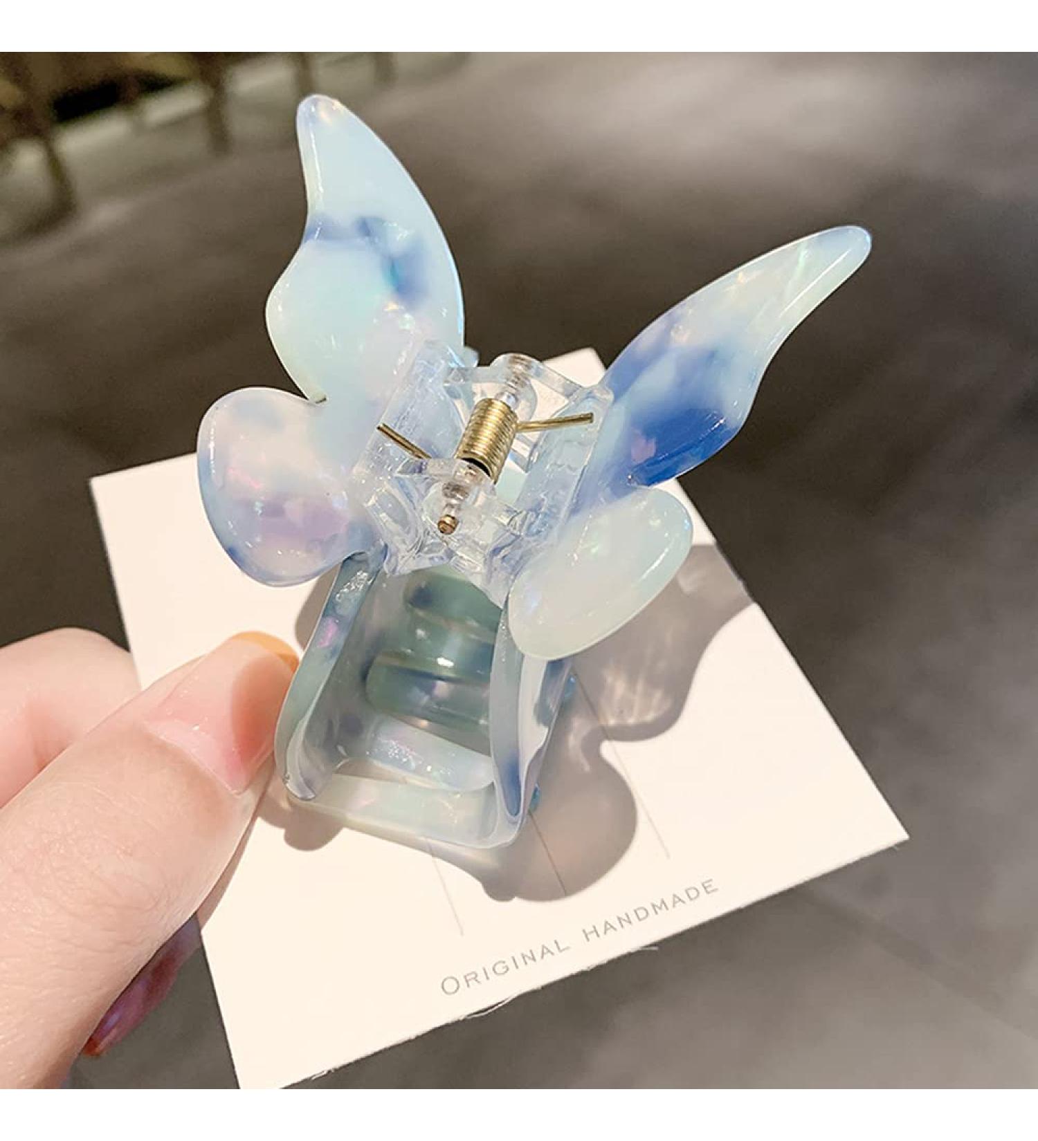 Buy Glitter Butterfly Hair Clips | Marble Leopard Jaw Clamp Accessories for Women & Girls | Stylish Hair Jewelry in Blue - Buy Online on GoSupps.com